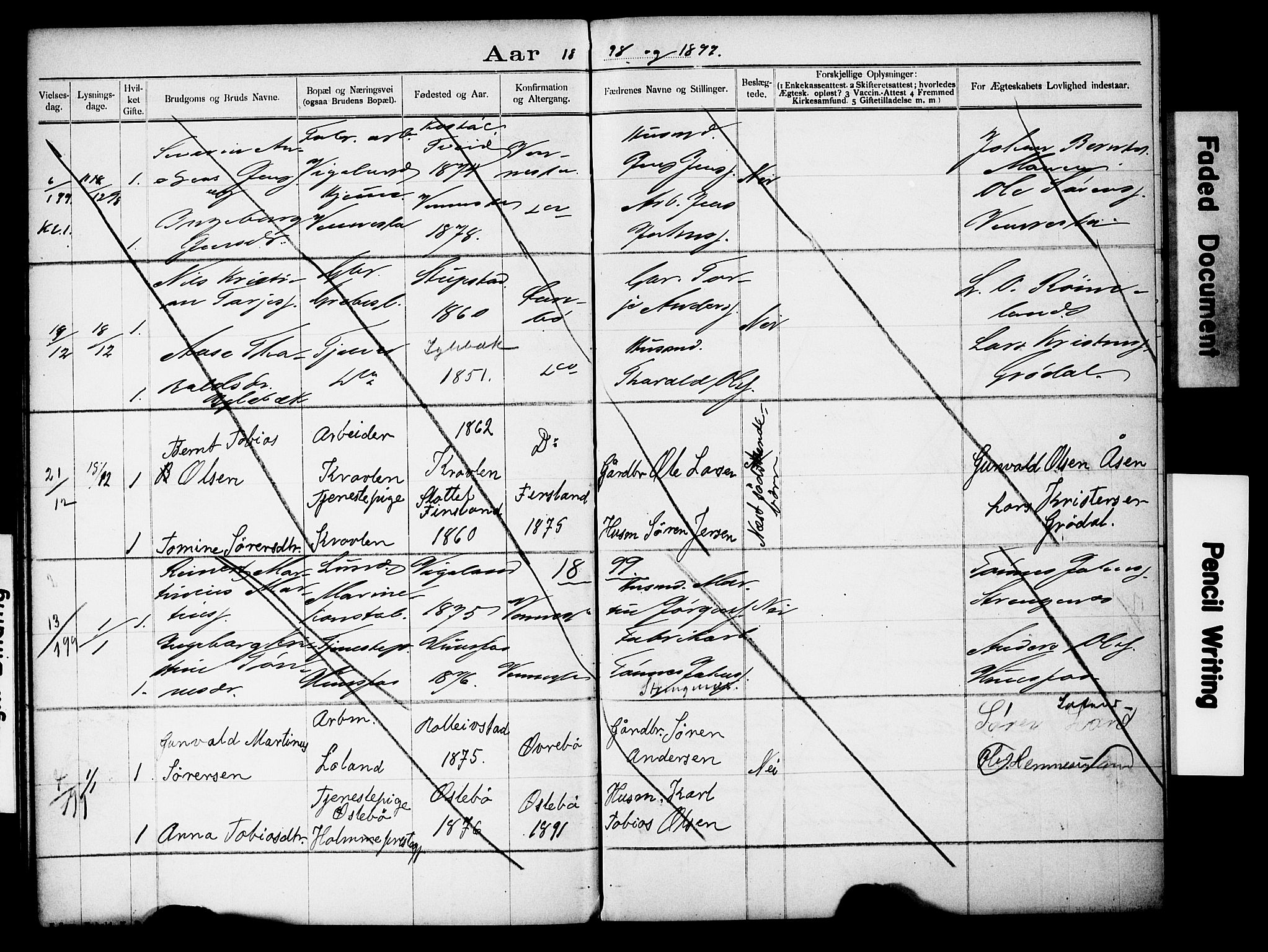 Vennesla sokneprestkontor, AV/SAK-1111-0045/J/L0032/0004: Banns register no. II 5 2, 1892-1917, p. 28