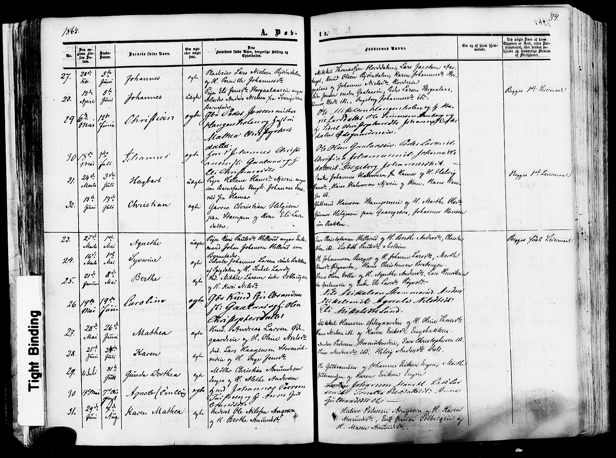 Vang prestekontor, Hedmark, AV/SAH-PREST-008/H/Ha/Haa/L0013: Parish register (official) no. 13, 1855-1879, p. 84