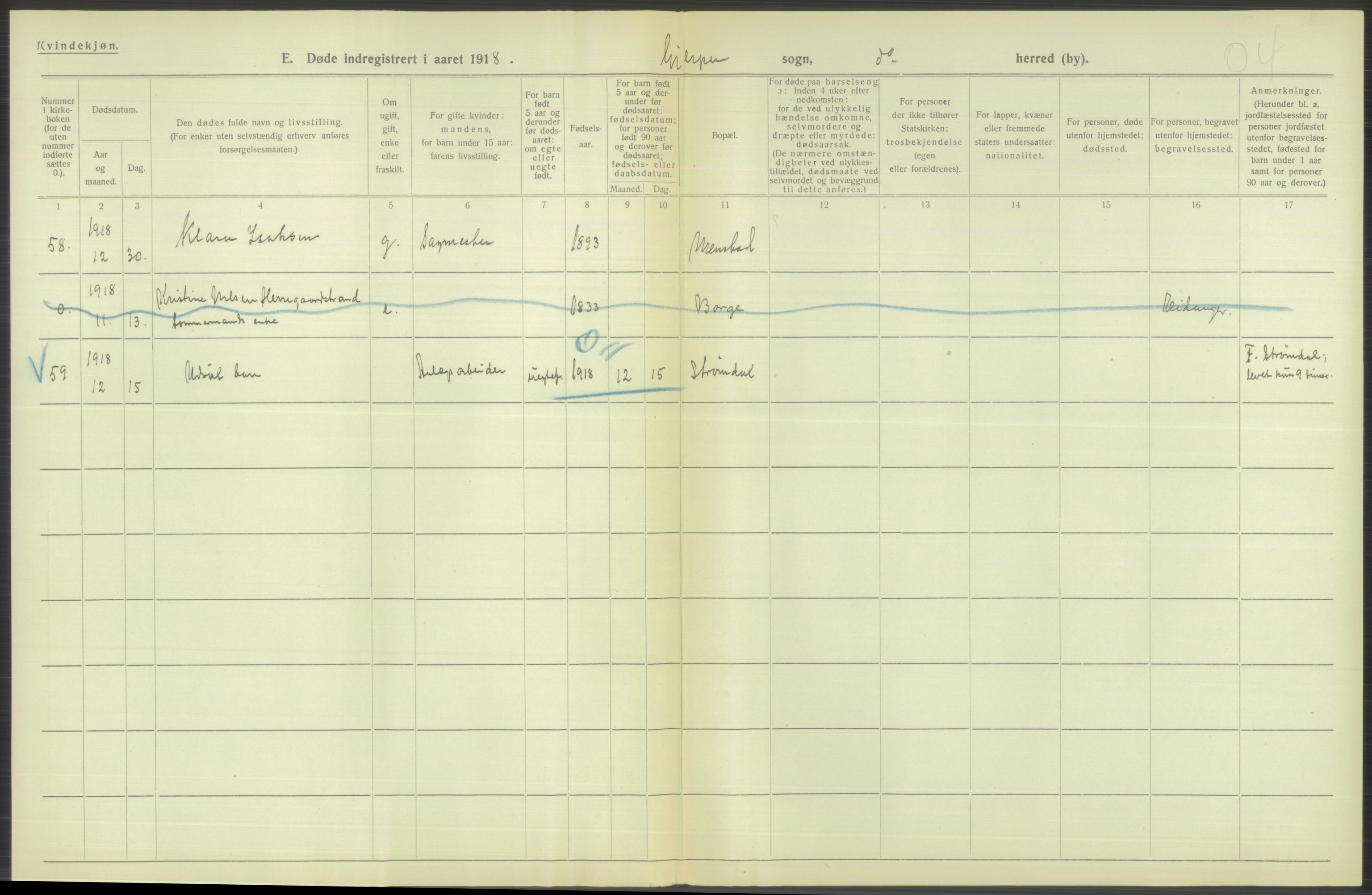 Statistisk sentralbyrå, Sosiodemografiske emner, Befolkning, AV/RA-S-2228/D/Df/Dfb/Dfbh/L0026: Telemark fylke: Døde. Bygder og byer., 1918, p. 198