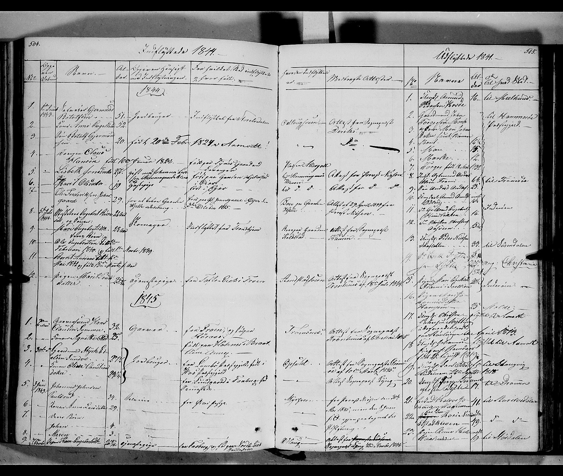 Ringebu prestekontor, SAH/PREST-082/H/Ha/Haa/L0005: Parish register (official) no. 5, 1839-1848, p. 504-505