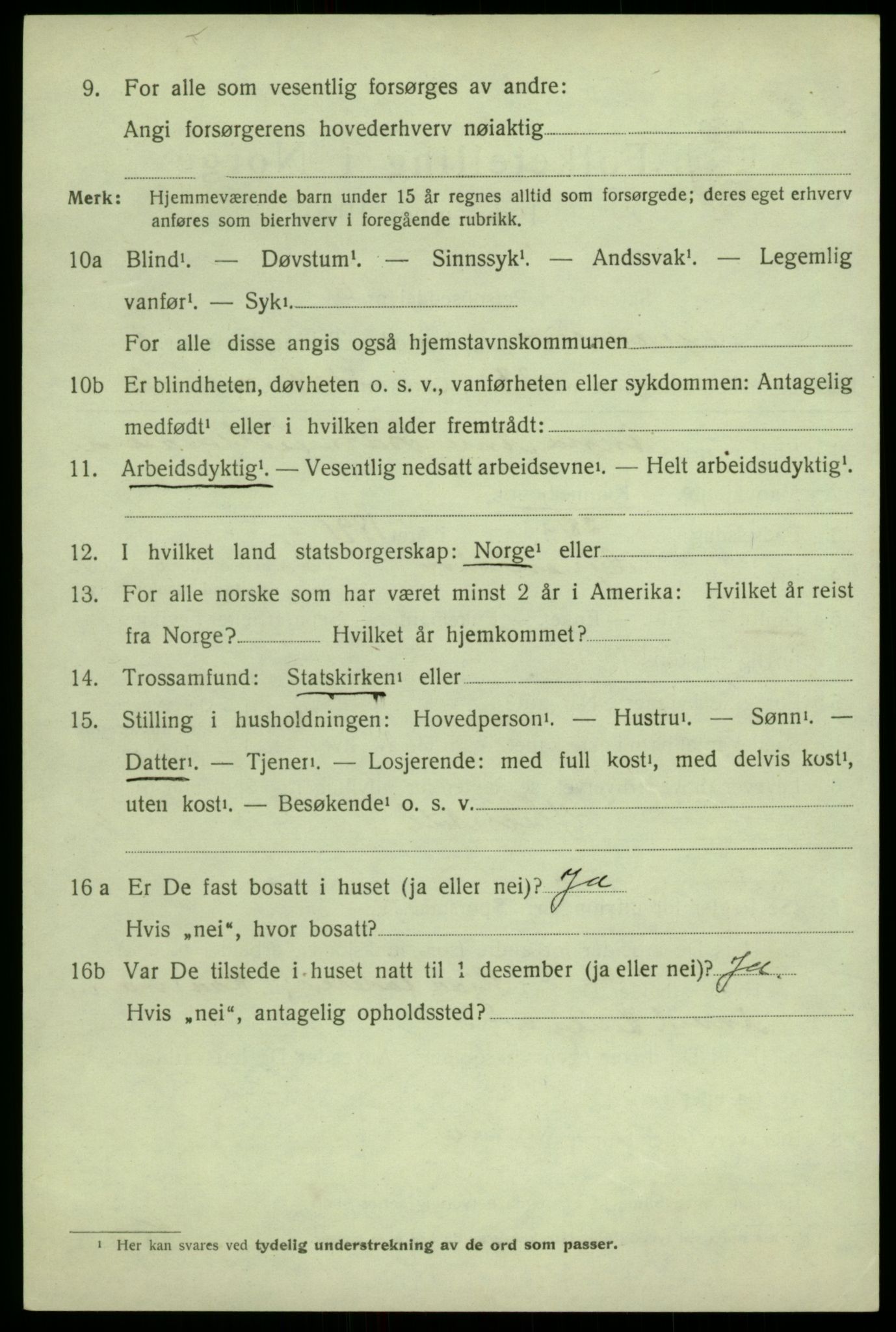 SAB, 1920 census for Granvin, 1920, p. 1395