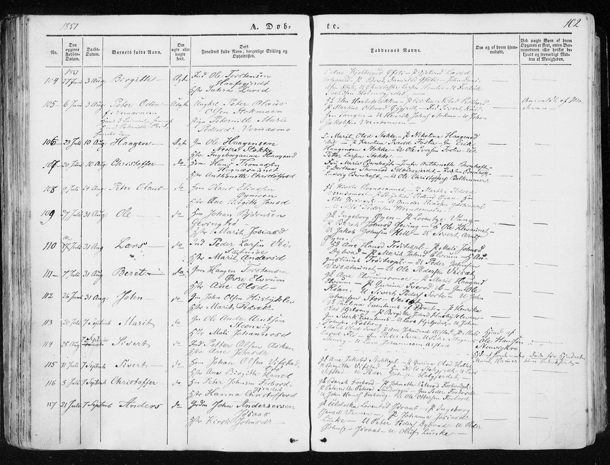 Ministerialprotokoller, klokkerbøker og fødselsregistre - Nord-Trøndelag, SAT/A-1458/709/L0074: Parish register (official) no. 709A14, 1845-1858, p. 102