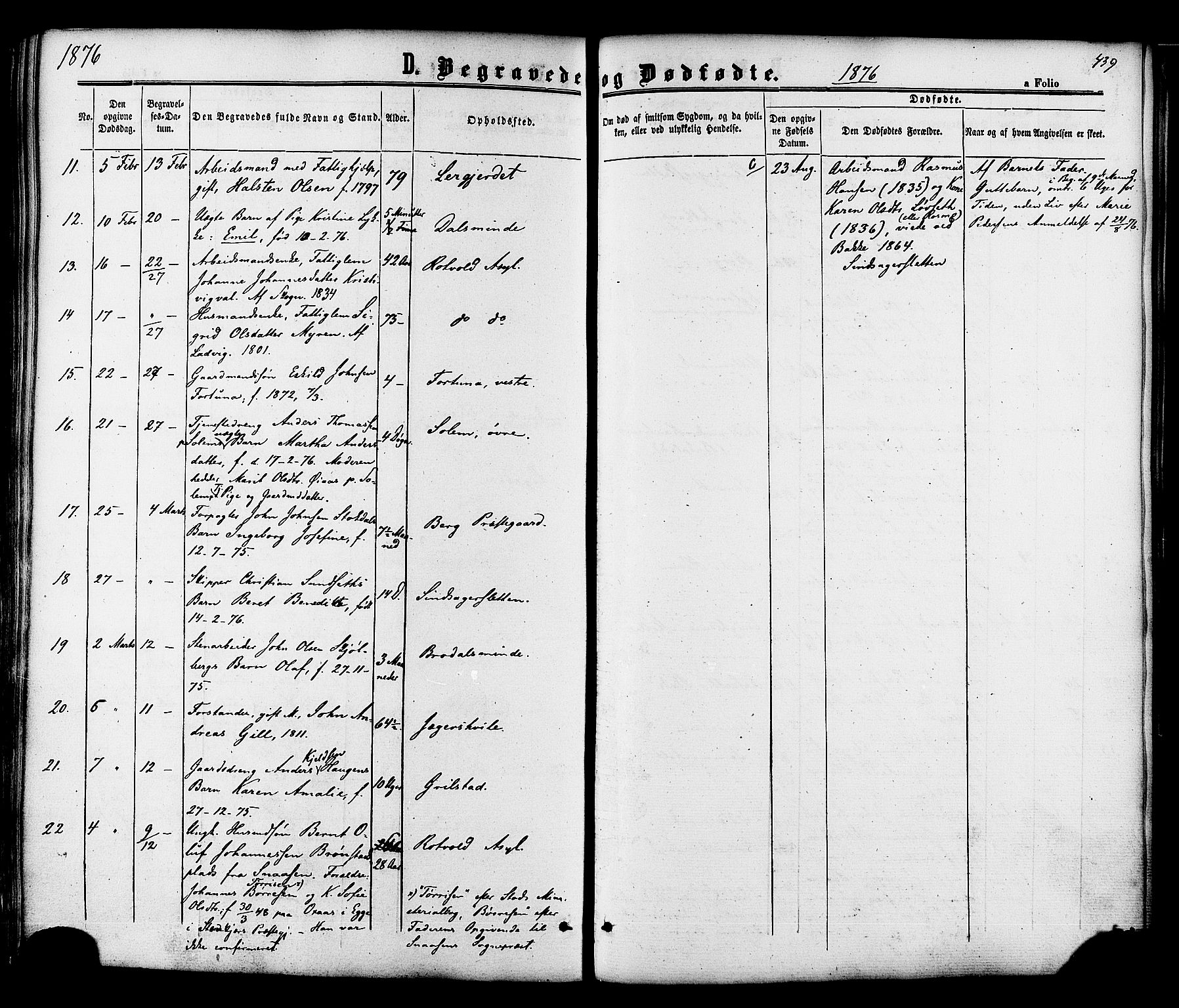 Ministerialprotokoller, klokkerbøker og fødselsregistre - Sør-Trøndelag, SAT/A-1456/606/L0293: Parish register (official) no. 606A08, 1866-1877, p. 439