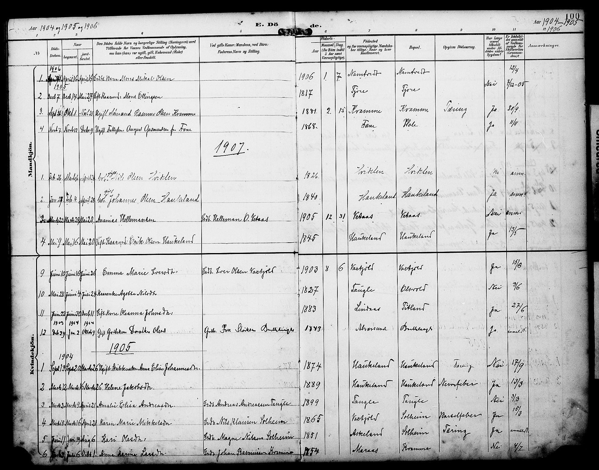 Manger sokneprestembete, AV/SAB-A-76801/H/Haa: Parish register (official) no. D 2, 1894-1908, p. 100