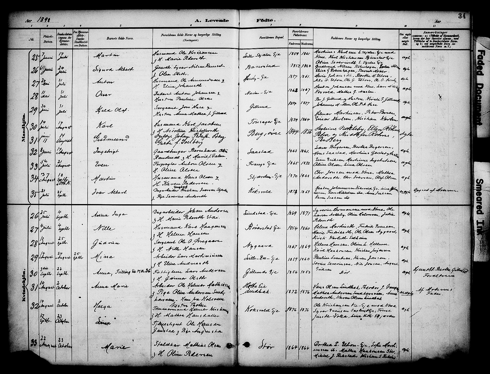 Stange prestekontor, AV/SAH-PREST-002/K/L0020: Parish register (official) no. 20, 1894-1905, p. 34