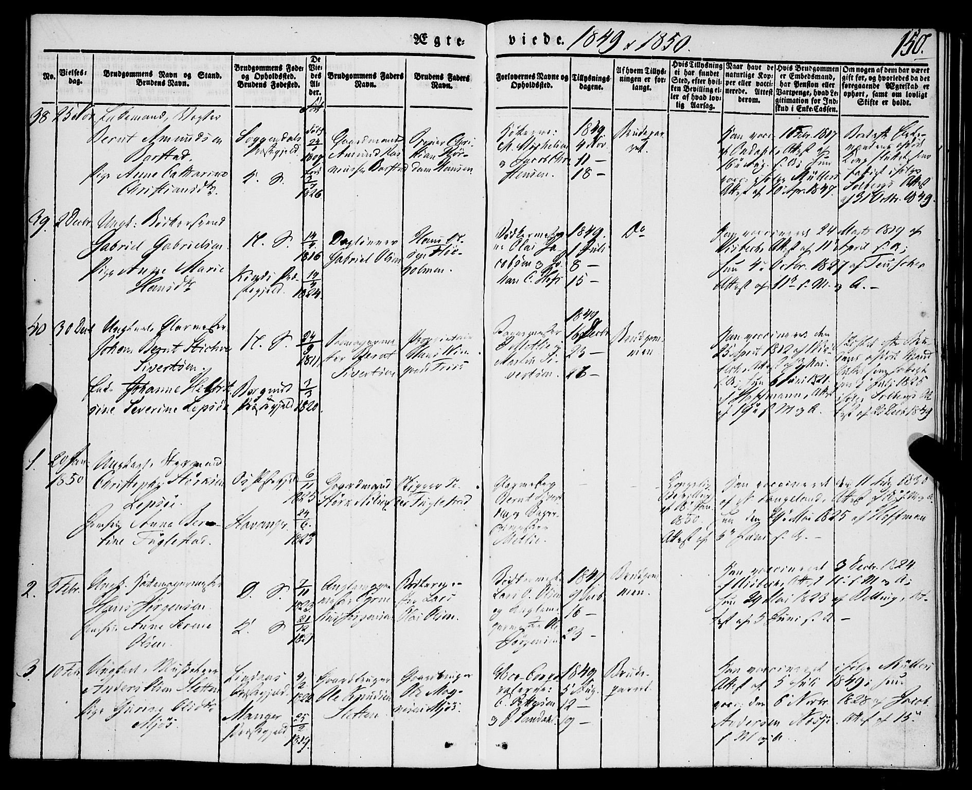 Korskirken sokneprestembete, AV/SAB-A-76101/H/Haa/L0034: Parish register (official) no. D 1, 1832-1852, p. 150