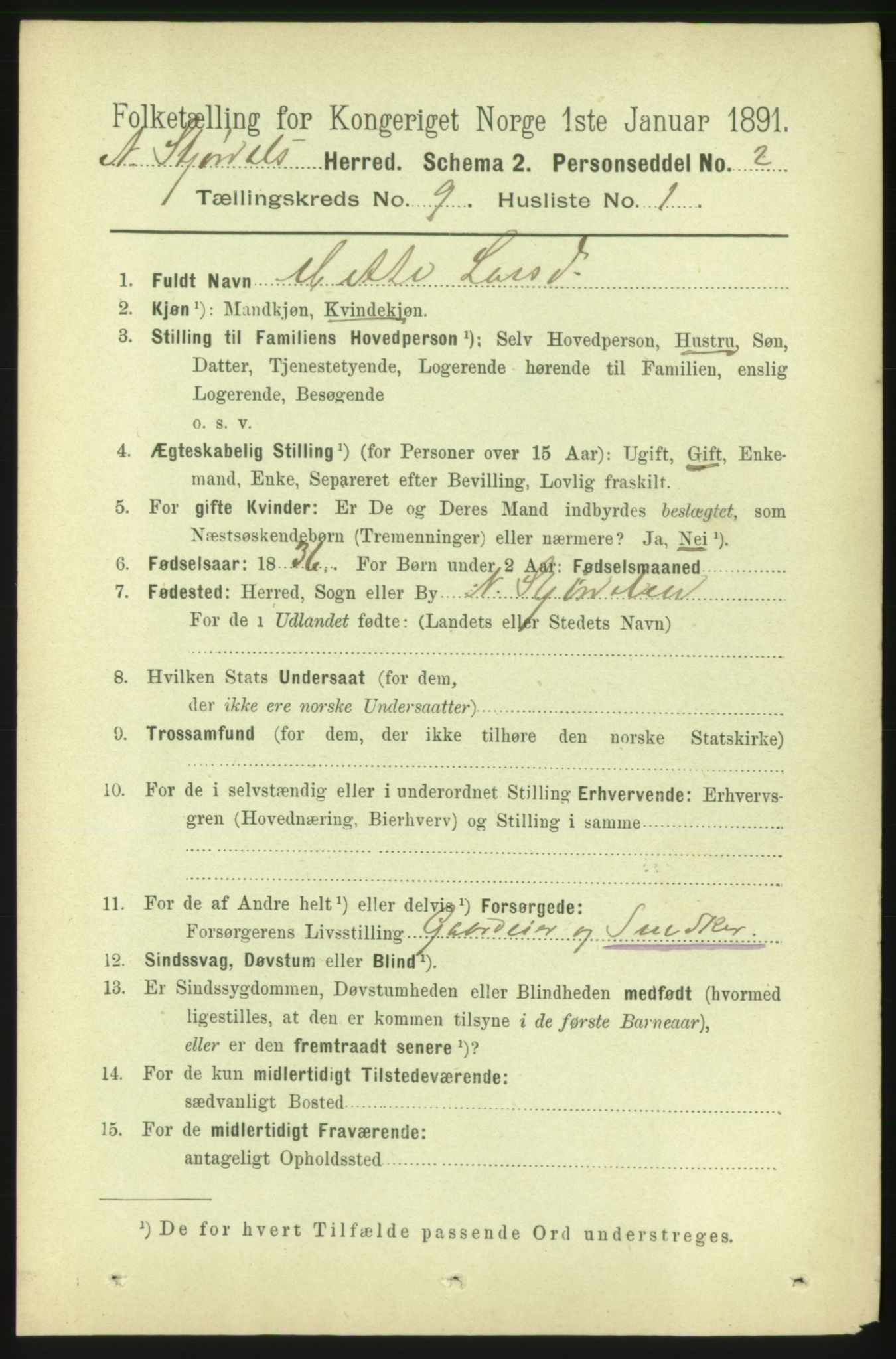 RA, 1891 census for 1714 Nedre Stjørdal, 1891, p. 4847