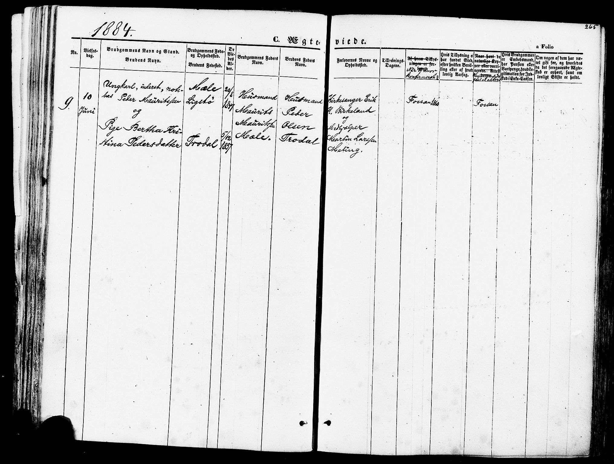 Høgsfjord sokneprestkontor, AV/SAST-A-101624/H/Ha/Haa/L0002: Parish register (official) no. A 2, 1855-1885, p. 265