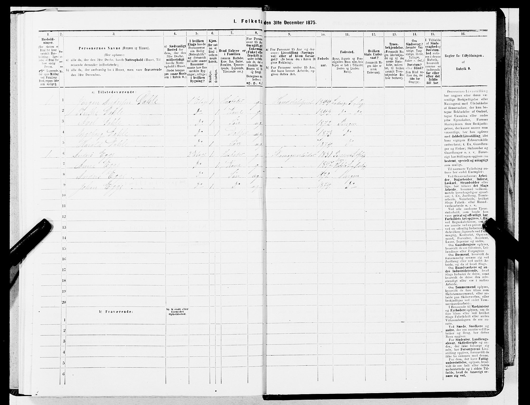 SAB, 1875 census for 1301 Bergen, 1875, p. 2578