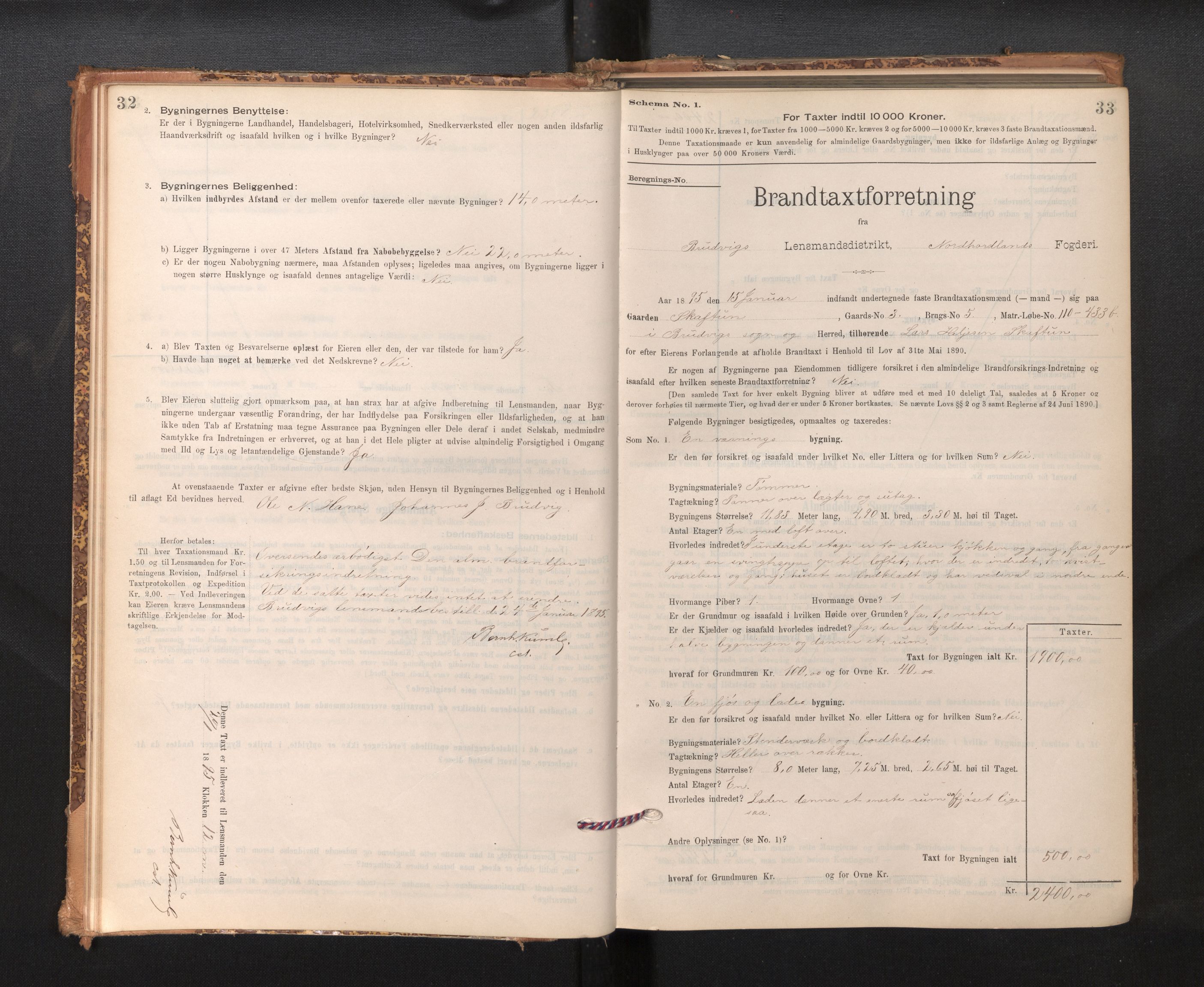 Lensmannen i Bruvik, AV/SAB-A-31301/0012/L0006: Branntakstprotokoll, skjematakst, 1894-1906, p. 32-33