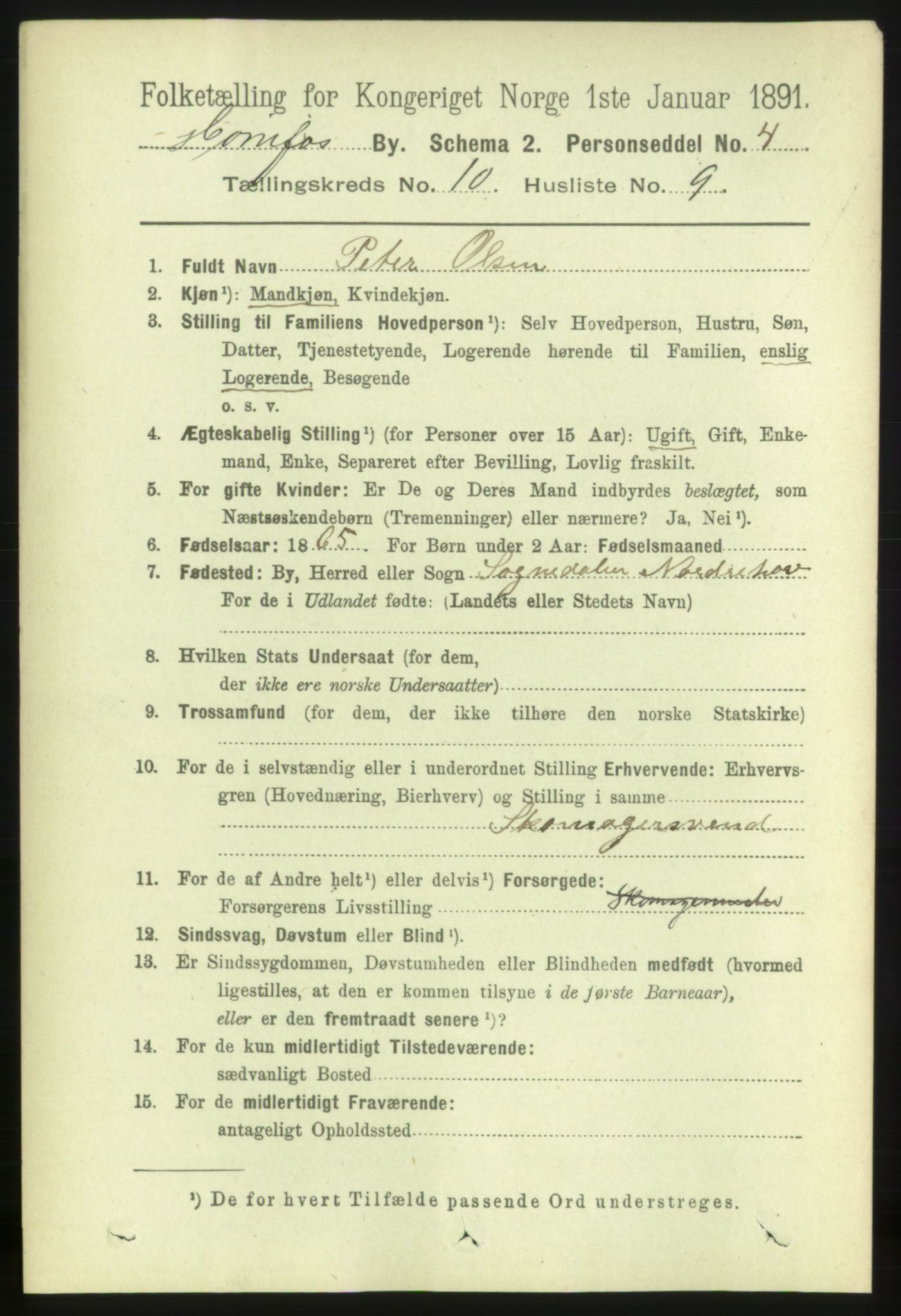 RA, 1891 census for 0601 Hønefoss, 1891, p. 1470