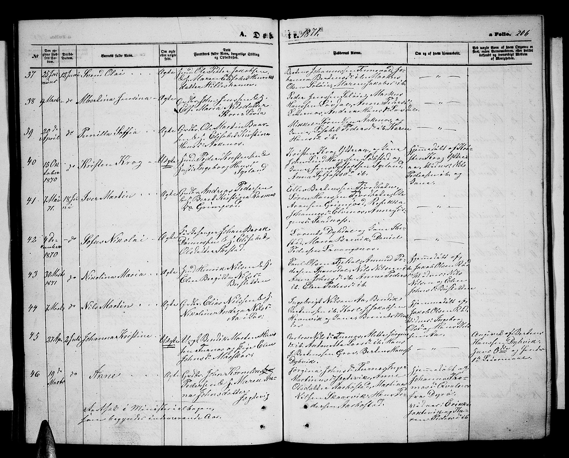 Ibestad sokneprestembete, SATØ/S-0077/H/Ha/Hab/L0005klokker: Parish register (copy) no. 5, 1860-1871, p. 206