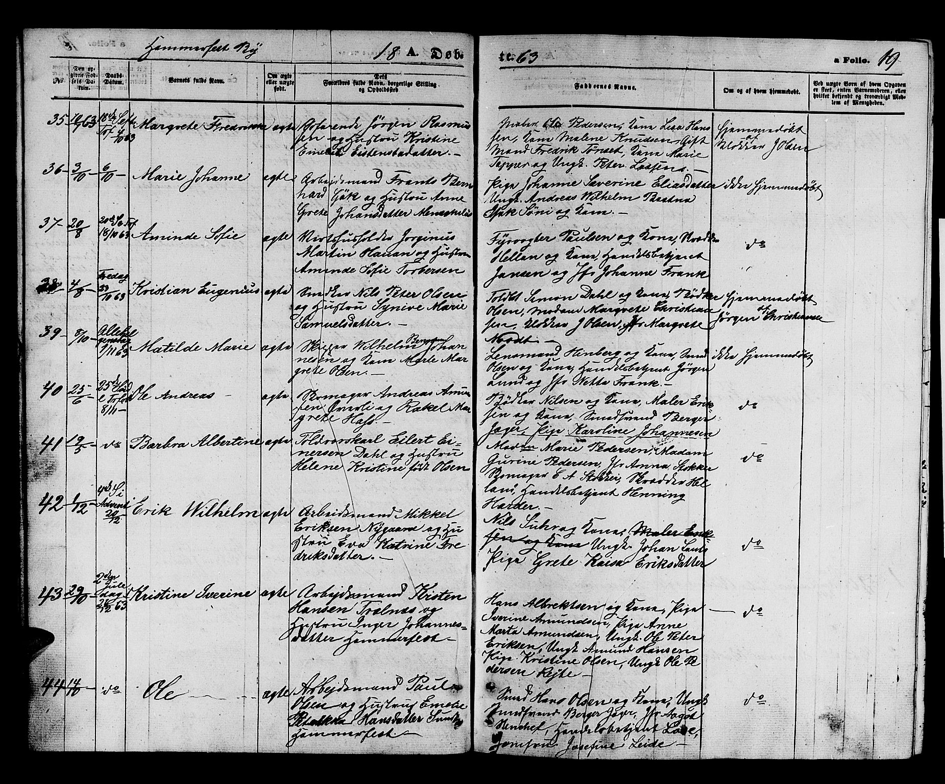 Hammerfest sokneprestkontor, AV/SATØ-S-1347/H/Hb/L0003.klokk: Parish register (copy) no. 3 /1, 1862-1868, p. 19