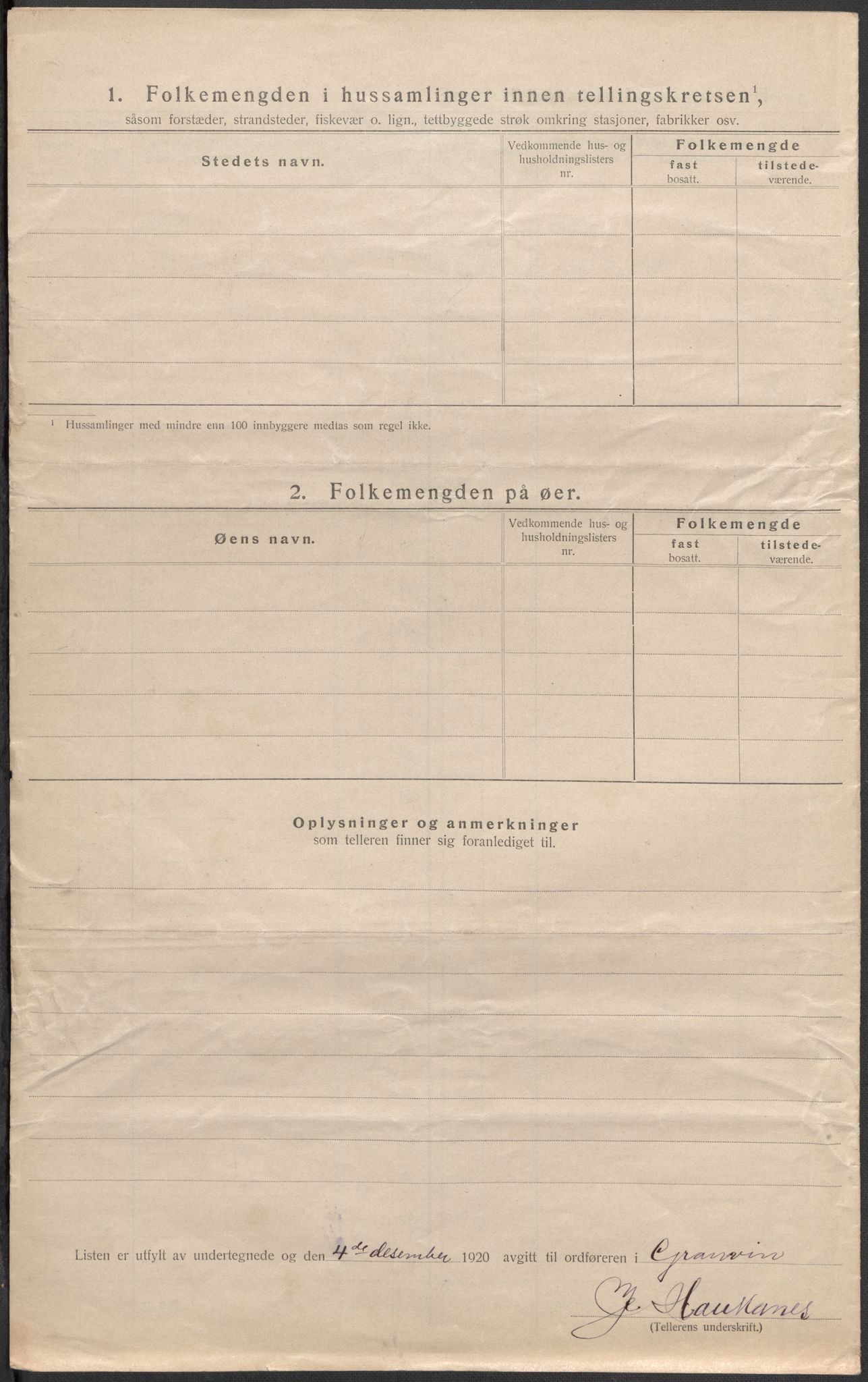 SAB, 1920 census for Granvin, 1920, p. 19
