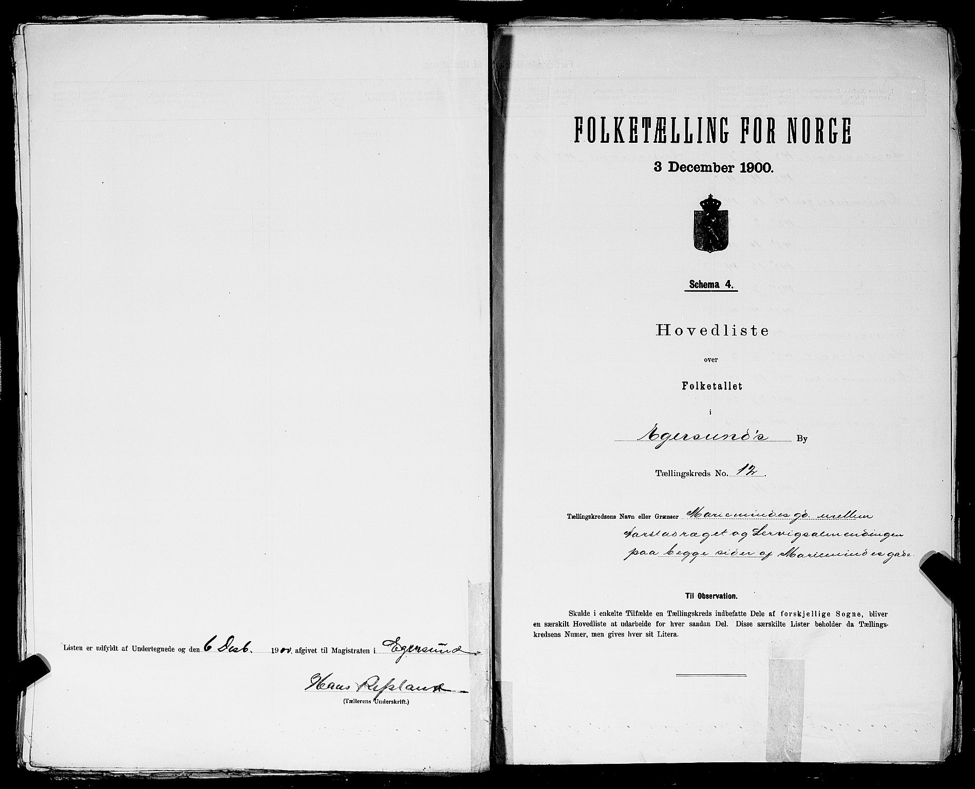 SAST, 1900 census for Egersund, 1900, p. 45