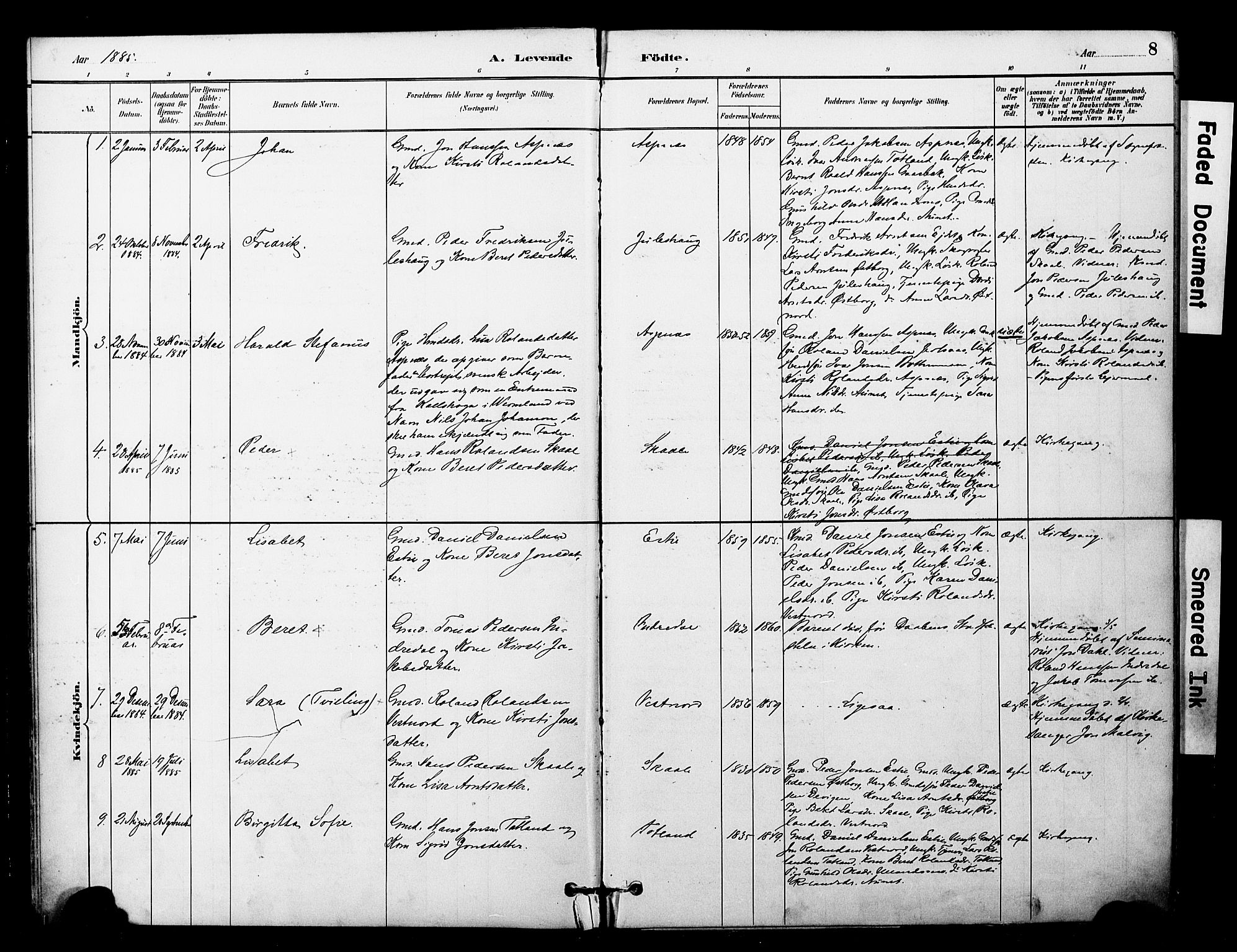Ministerialprotokoller, klokkerbøker og fødselsregistre - Nord-Trøndelag, SAT/A-1458/757/L0505: Parish register (official) no. 757A01, 1882-1904, p. 8