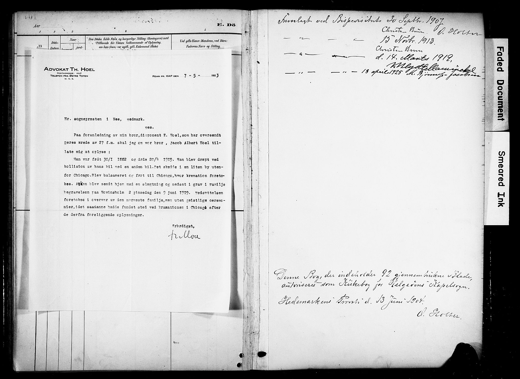 Nes prestekontor, Hedmark, SAH/PREST-020/K/Ka/L0012: Parish register (official) no. 12, 1906-1920