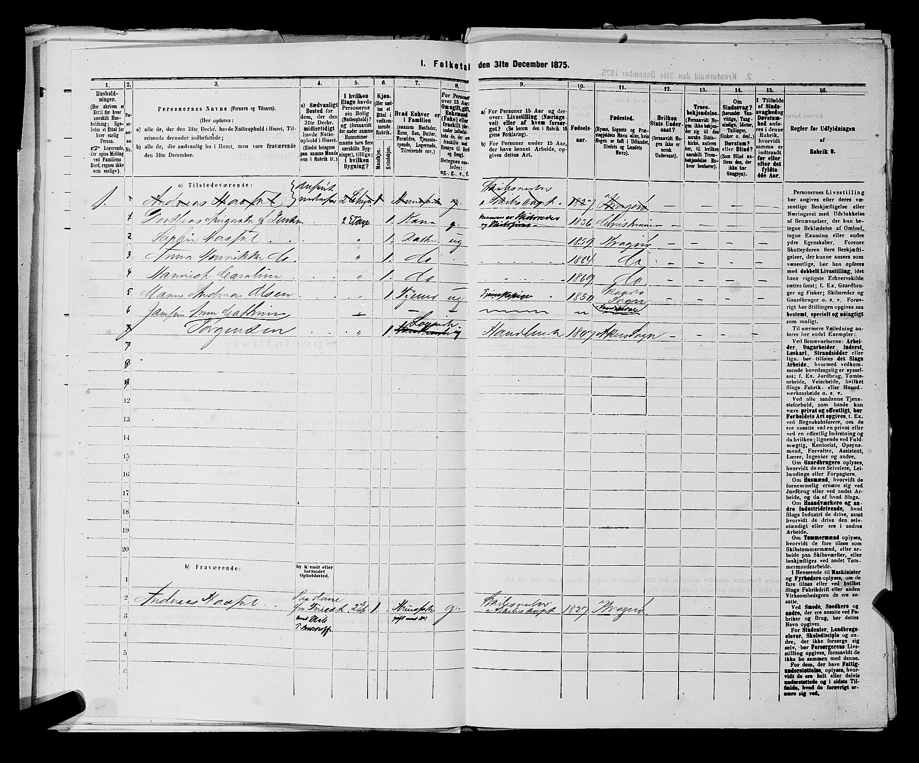 SAKO, 1875 census for 0801P Kragerø, 1875, p. 50