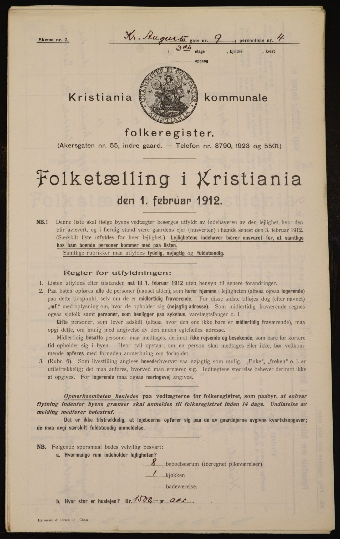 OBA, Municipal Census 1912 for Kristiania, 1912, p. 54256