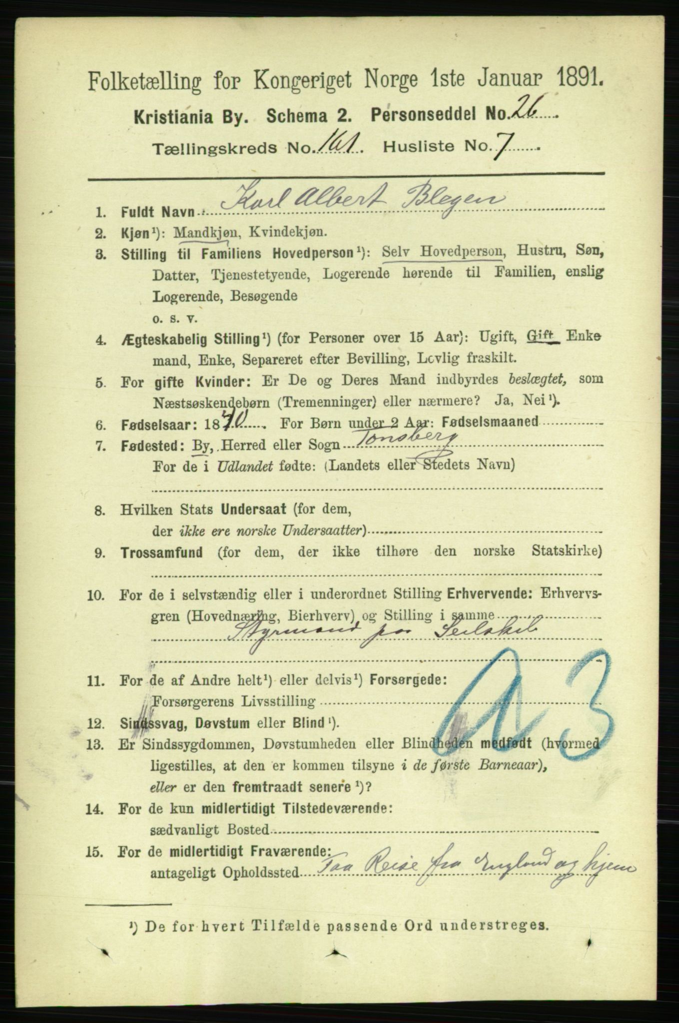 RA, 1891 census for 0301 Kristiania, 1891, p. 91746