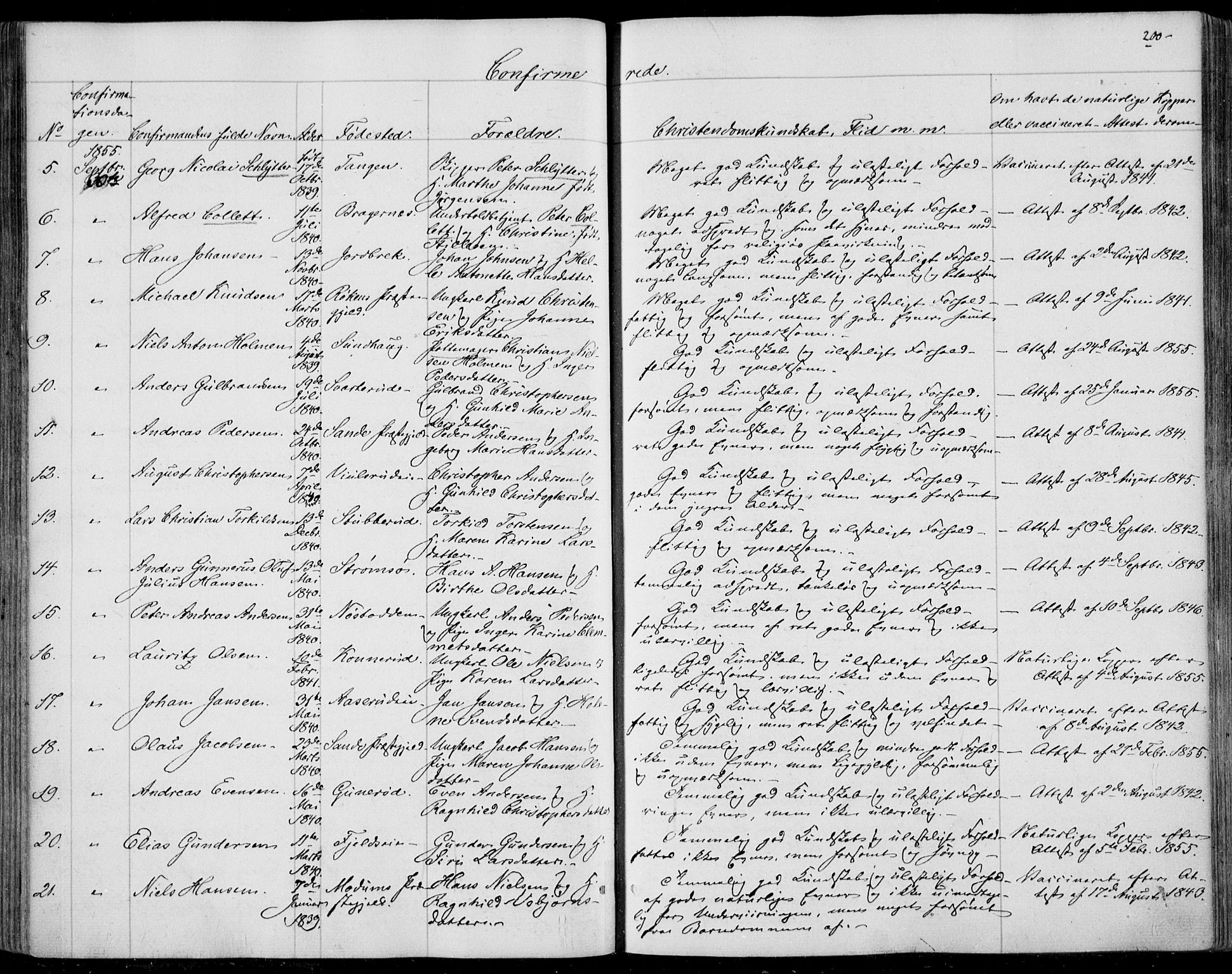 Skoger kirkebøker, AV/SAKO-A-59/F/Fa/L0003: Parish register (official) no. I 3, 1842-1861, p. 200