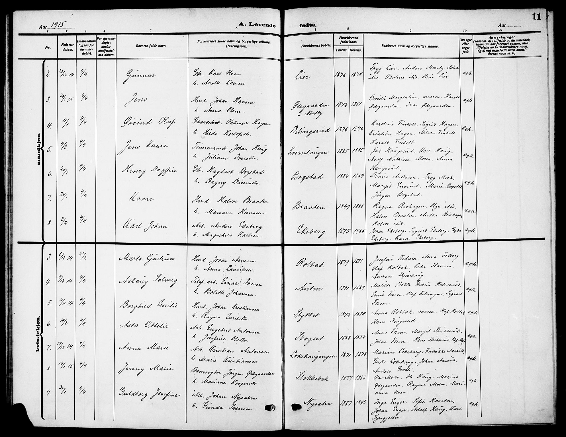 Aurskog prestekontor Kirkebøker, SAO/A-10304a/G/Ga/L0005: Parish register (copy) no. I 5, 1913-1925, p. 11