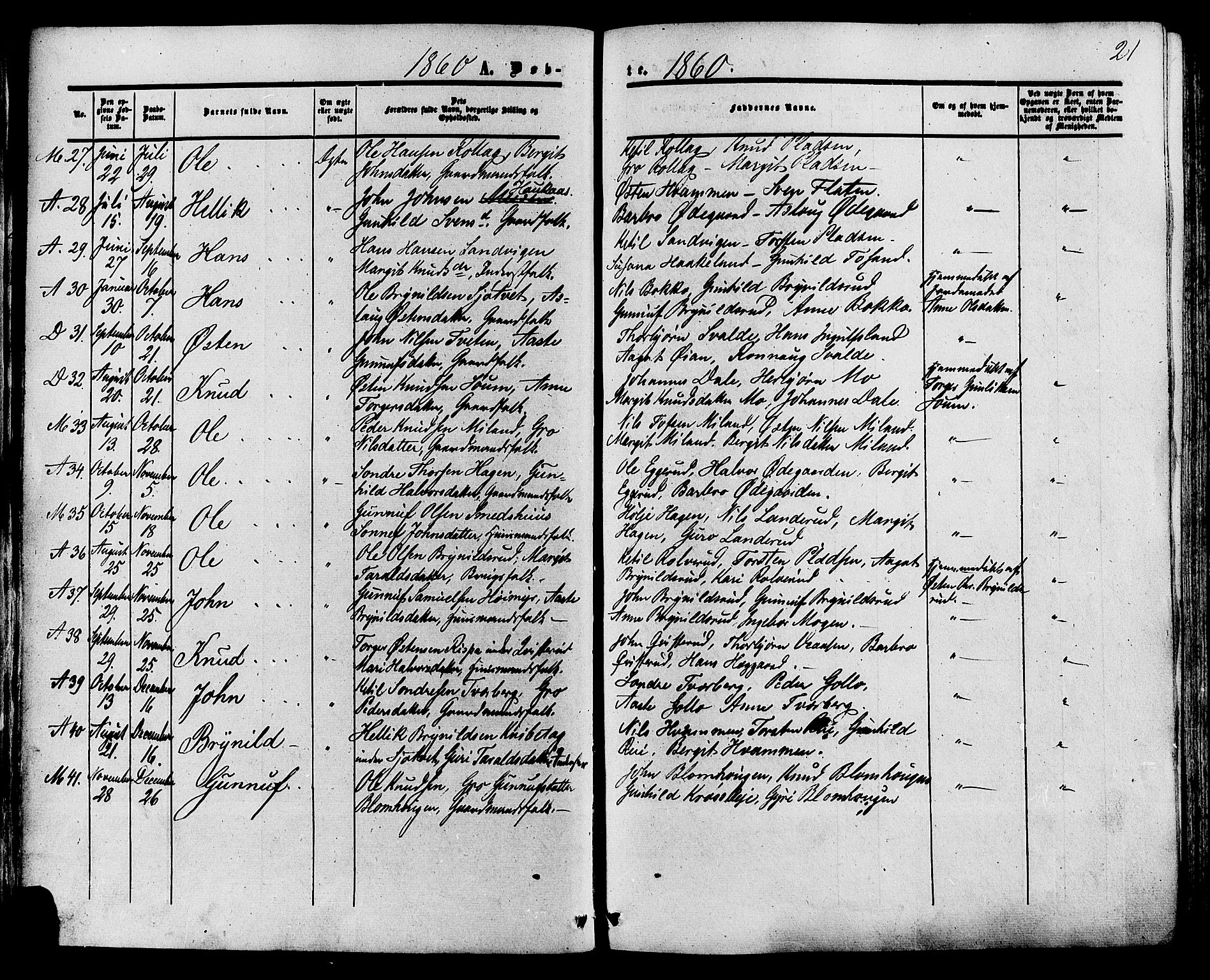 Tinn kirkebøker, SAKO/A-308/F/Fa/L0006: Parish register (official) no. I 6, 1857-1878, p. 21
