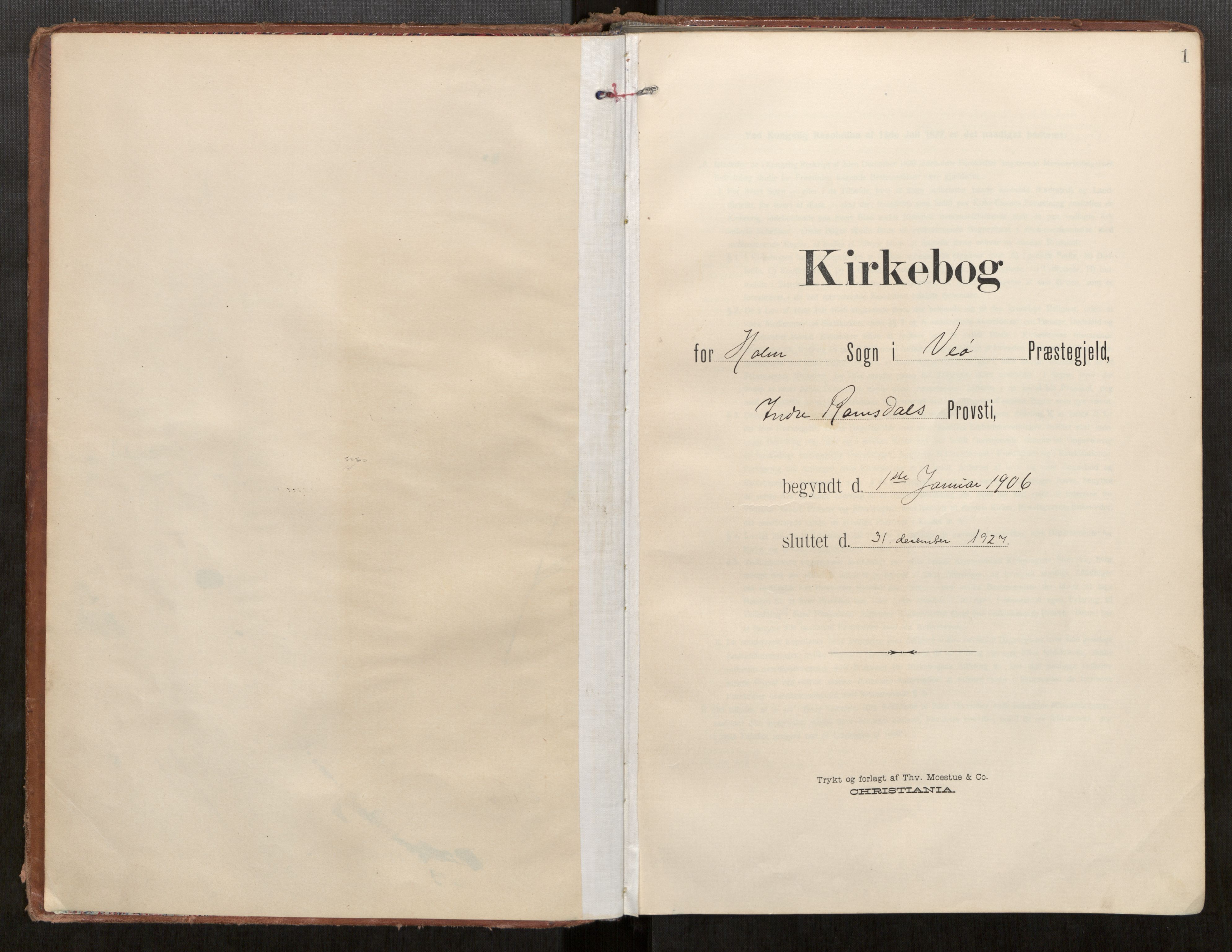 Ministerialprotokoller, klokkerbøker og fødselsregistre - Møre og Romsdal, AV/SAT-A-1454/549/L0618: Parish register (official) no. 549A01, 1906-1927, p. 1