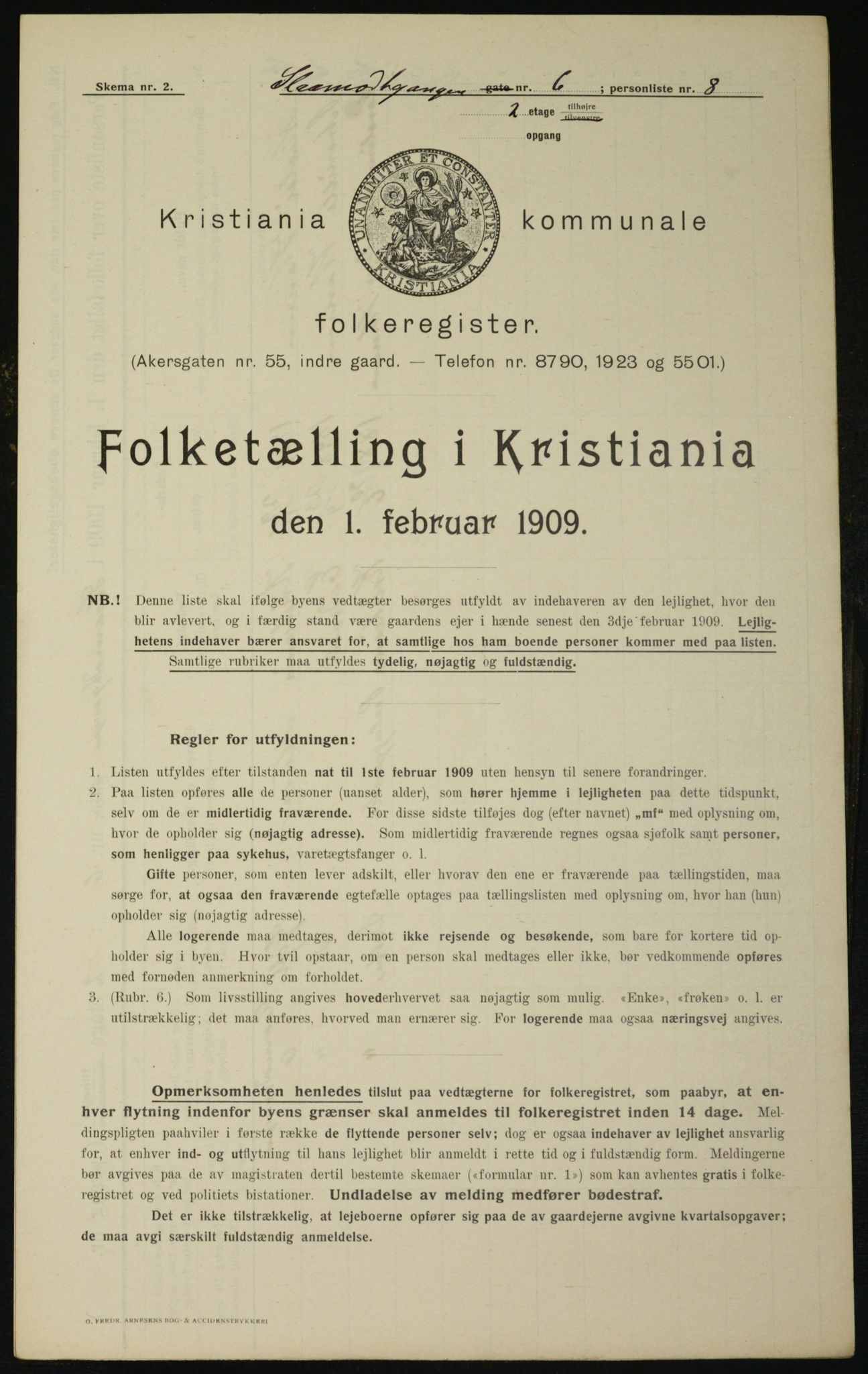 OBA, Municipal Census 1909 for Kristiania, 1909, p. 87933