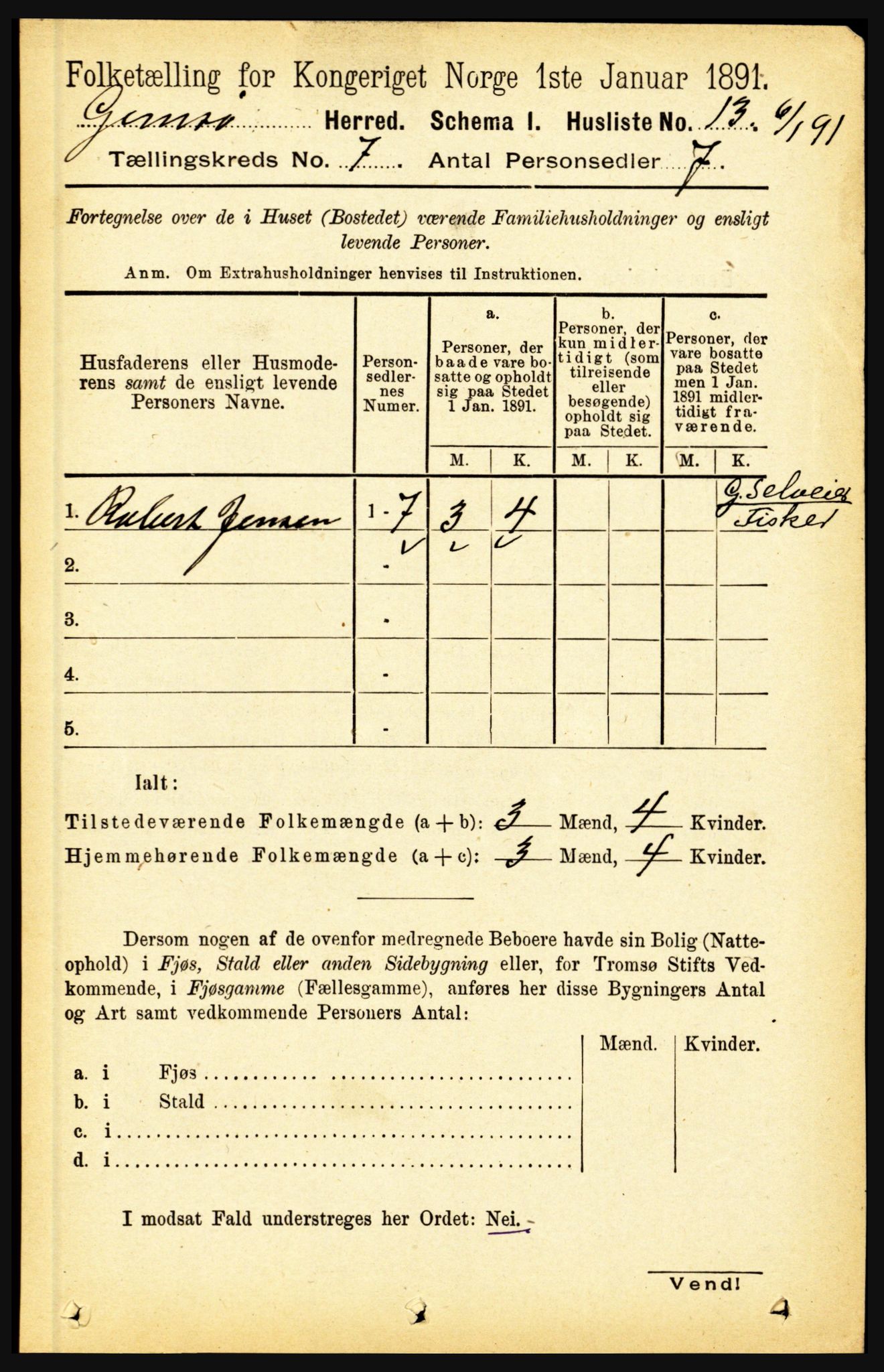 RA, 1891 census for 1864 Gimsøy, 1891, p. 1183