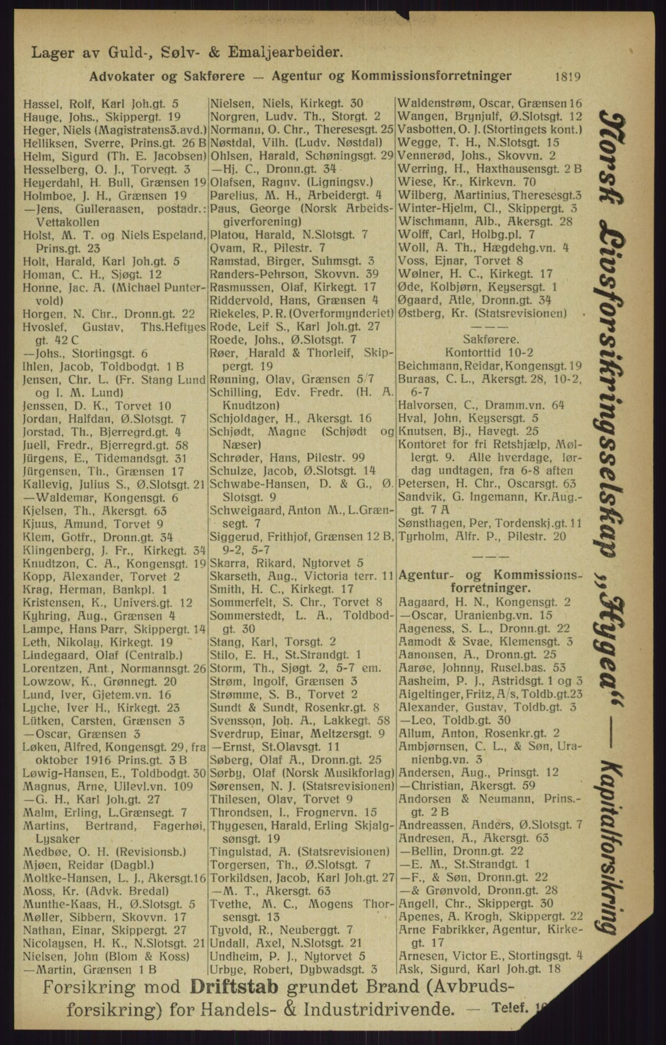 Kristiania/Oslo adressebok, PUBL/-, 1916, p. 1819