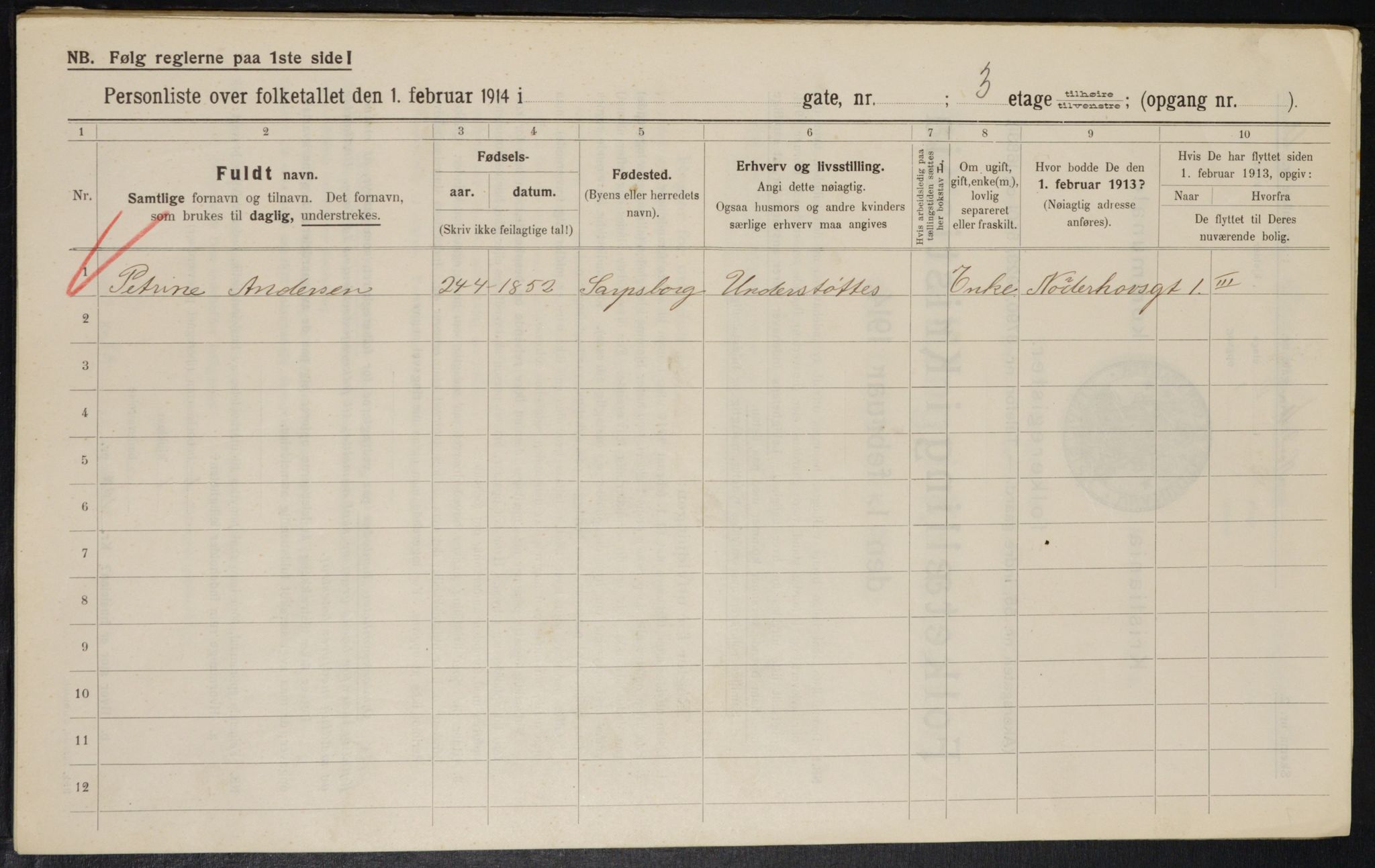 OBA, Municipal Census 1914 for Kristiania, 1914, p. 72456