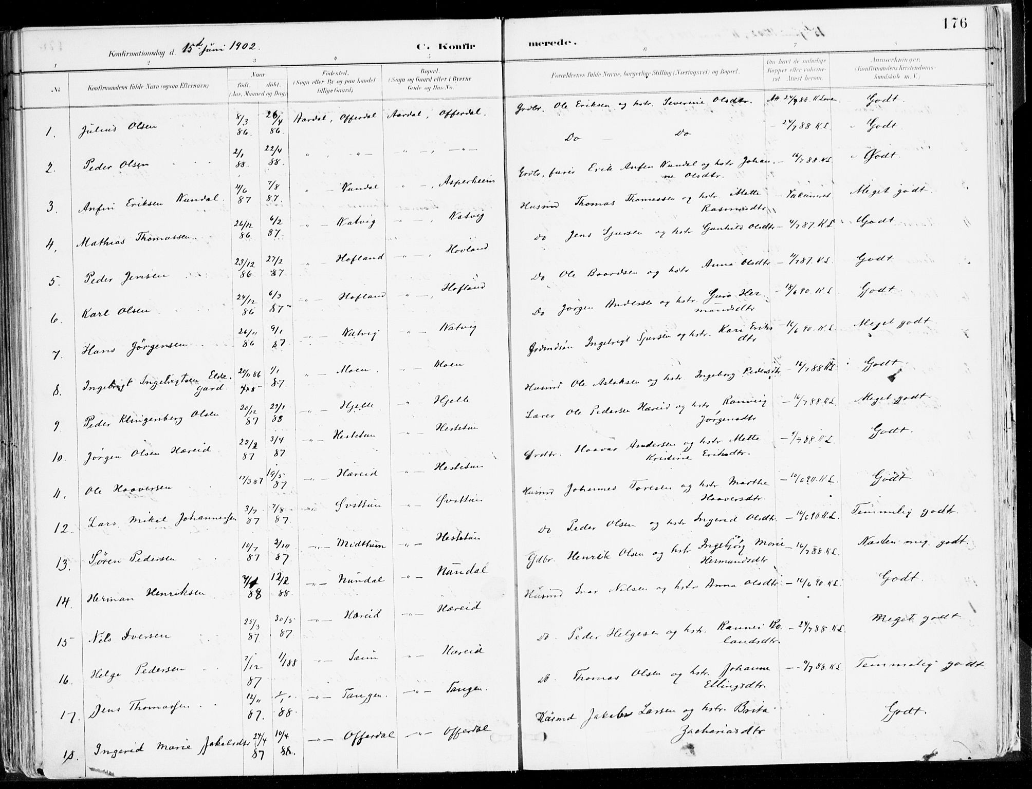 Årdal sokneprestembete, SAB/A-81701: Parish register (official) no. A 5, 1887-1917, p. 176