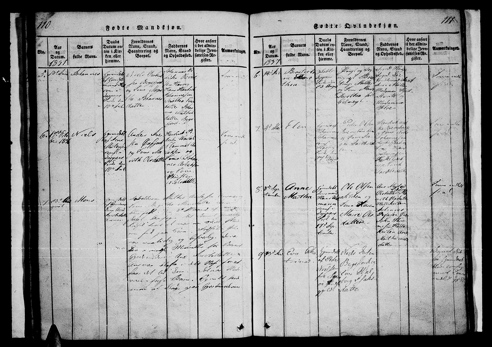 Loppa sokneprestkontor, AV/SATØ-S-1339/H/Ha/L0003kirke: Parish register (official) no. 3, 1820-1848, p. 110-111