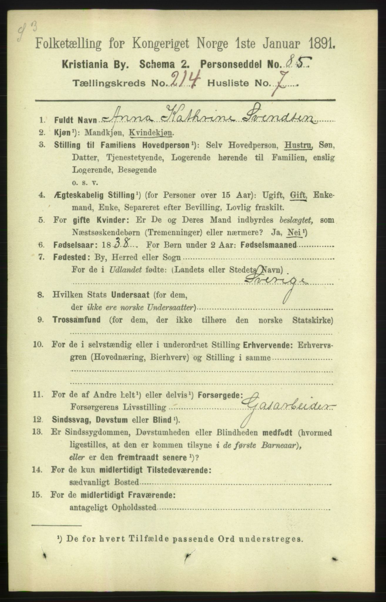 RA, 1891 census for 0301 Kristiania, 1891, p. 127601