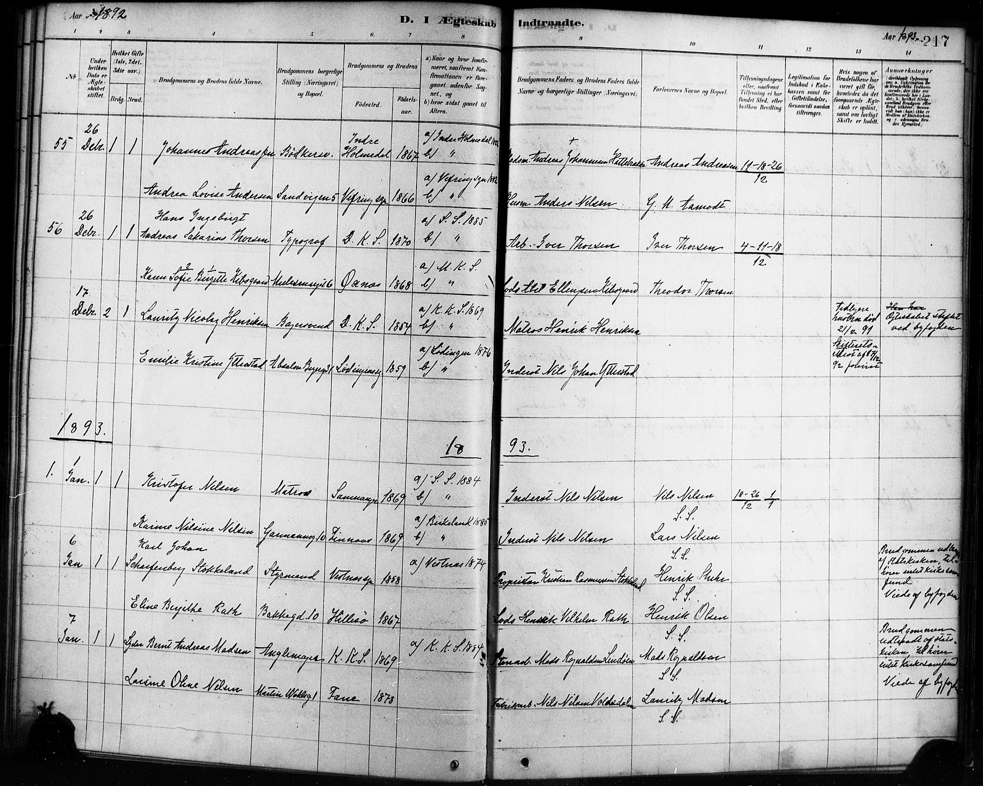 Sandviken Sokneprestembete, AV/SAB-A-77601/H/Ha/L0002: Parish register (official) no. A 2, 1878-1896, p. 217