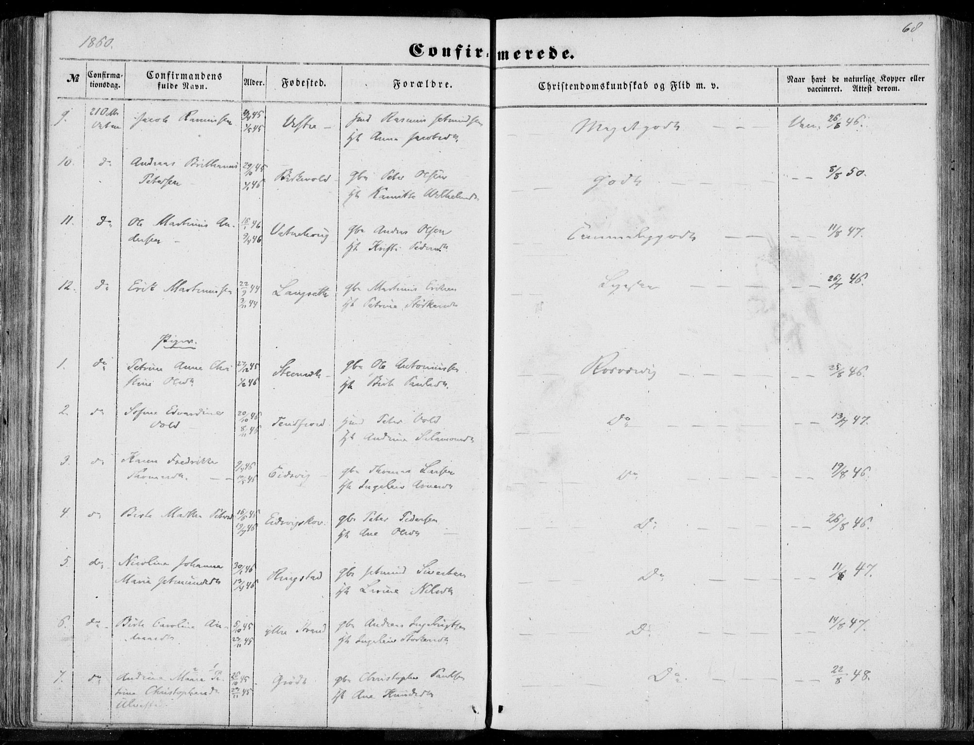 Ministerialprotokoller, klokkerbøker og fødselsregistre - Møre og Romsdal, AV/SAT-A-1454/524/L0354: Parish register (official) no. 524A06, 1857-1863, p. 68