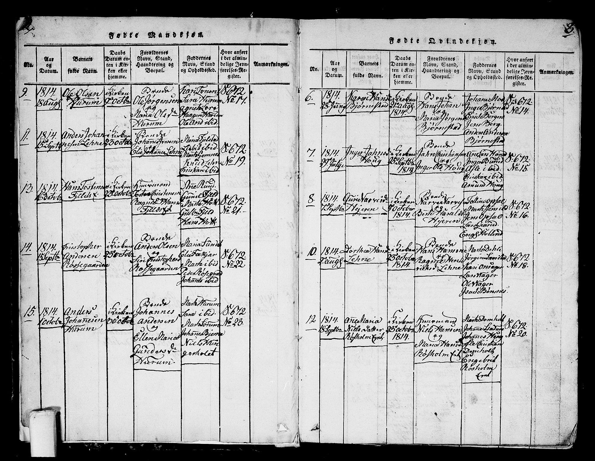 Hole kirkebøker, SAKO/A-228/G/Ga/L0001: Parish register (copy) no. I 1, 1814-1842, p. 2-3