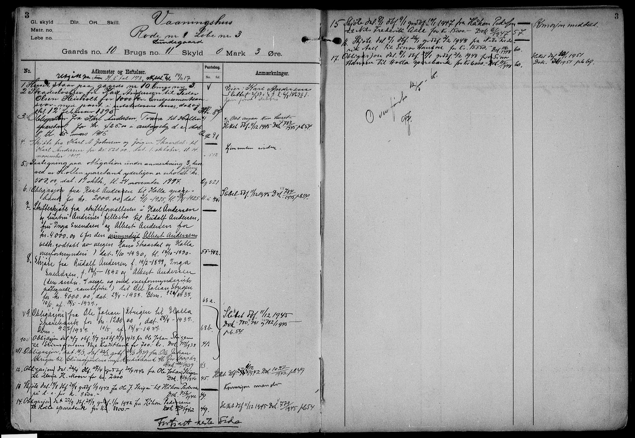 Nedre Telemark sorenskriveri, AV/SAKO-A-135/G/Gb/Gbg/L0004: Mortgage register no. VII 4, p. 3