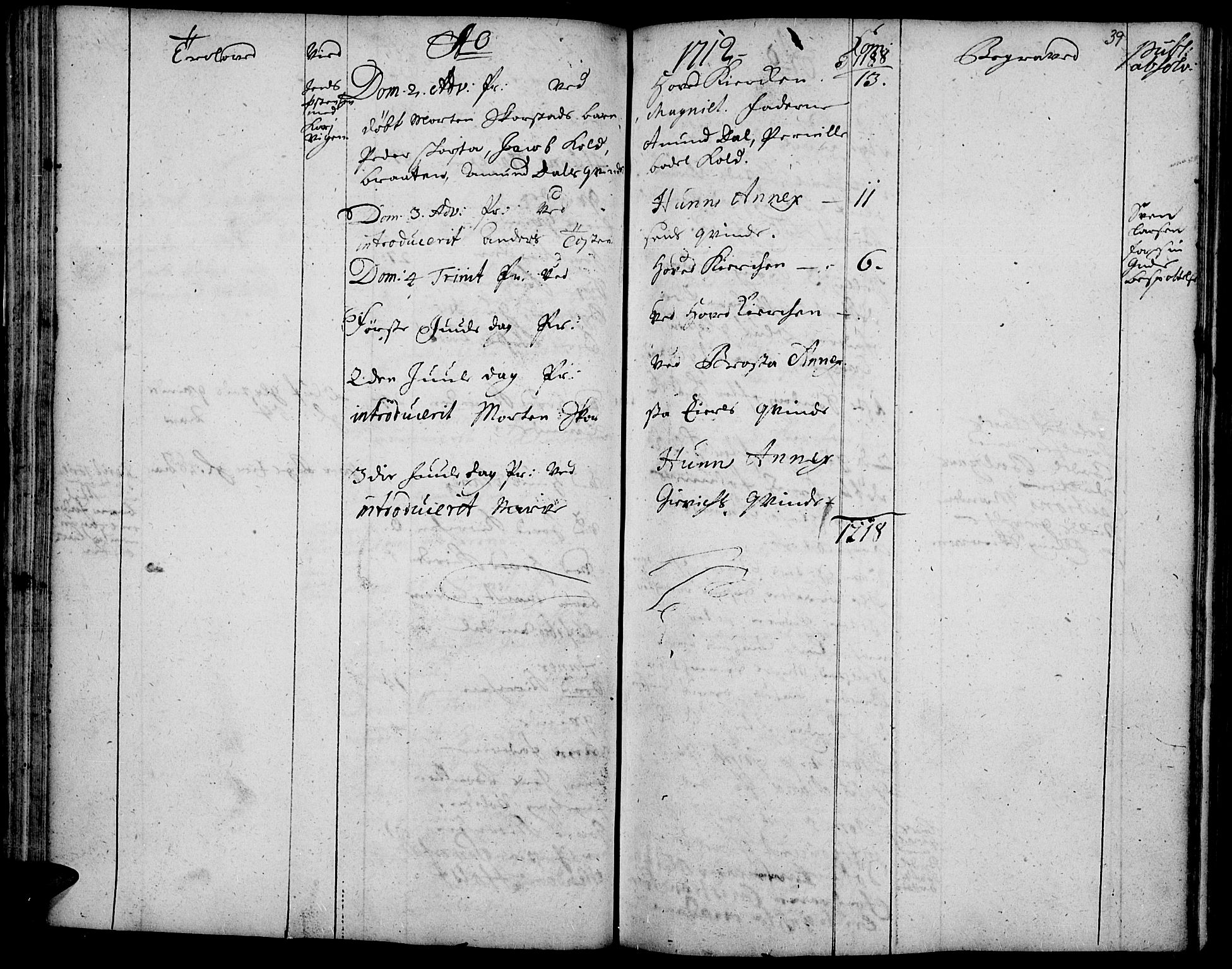Vardal prestekontor, SAH/PREST-100/H/Ha/Haa/L0001: Parish register (official) no. 1, 1706-1748, p. 39