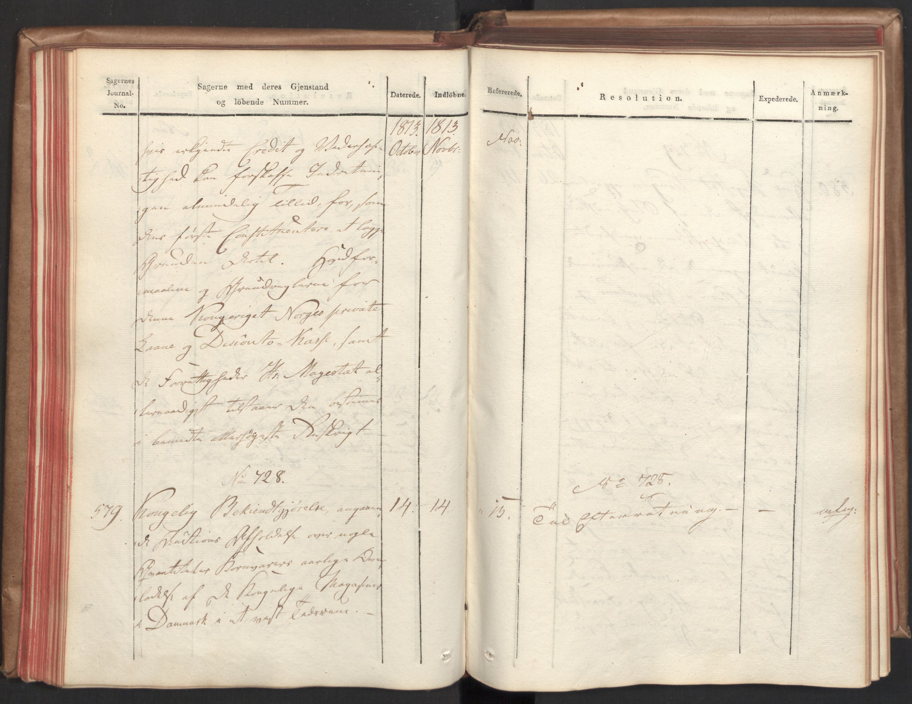 Stattholderembetet 1810-1814, 2. kontor (Kontor B), AV/RA-EA-5432/Aa/L0003: Kollegial referatprotokoll,  j.nr. 512-627,  l.nr. 640-786, 1813-1814, p. 63