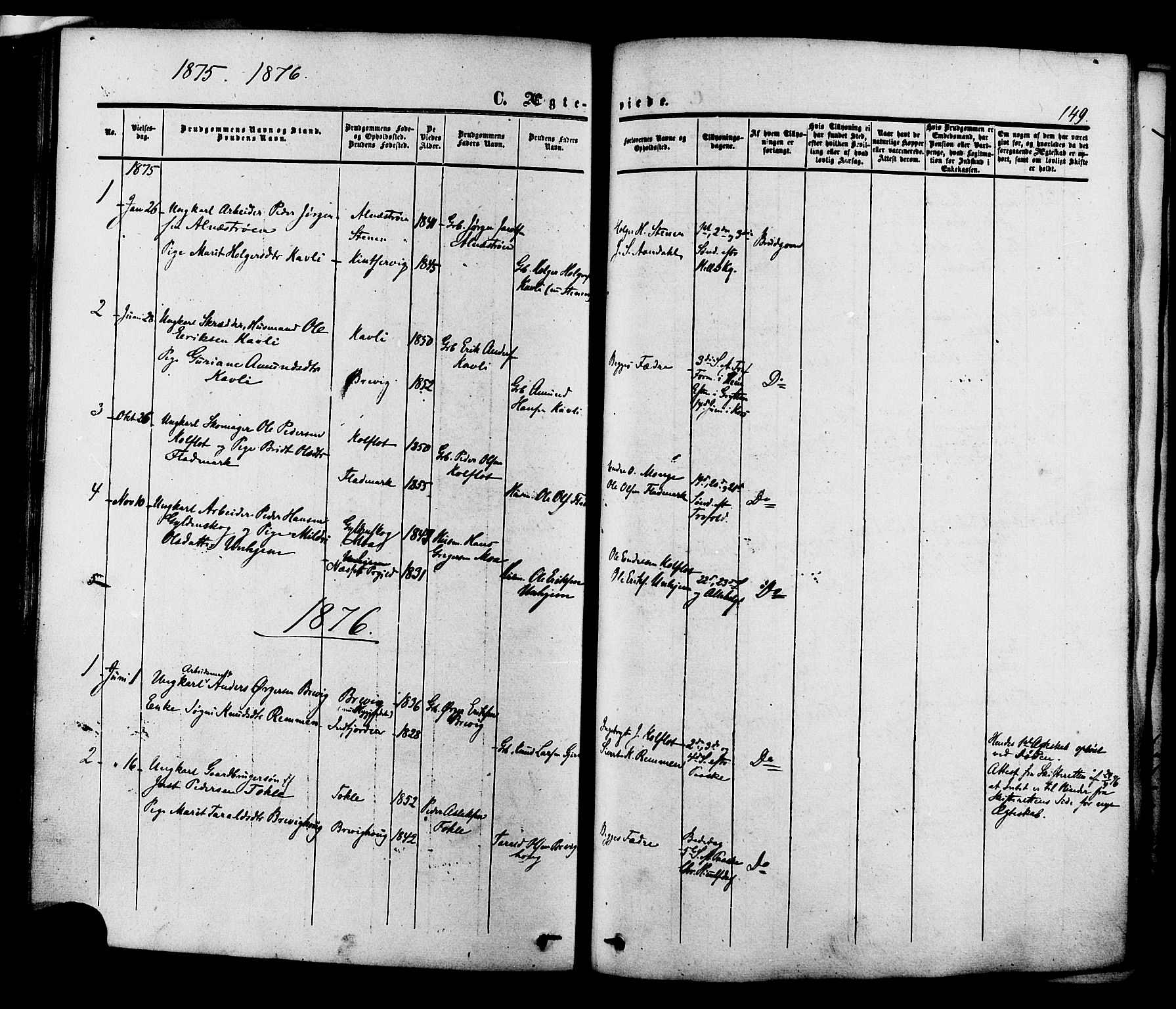 Ministerialprotokoller, klokkerbøker og fødselsregistre - Møre og Romsdal, SAT/A-1454/545/L0586: Parish register (official) no. 545A02, 1854-1877, p. 149