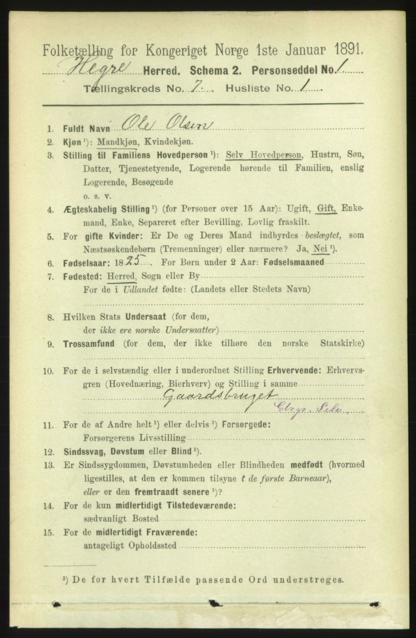 RA, 1891 census for 1712 Hegra, 1891, p. 2814