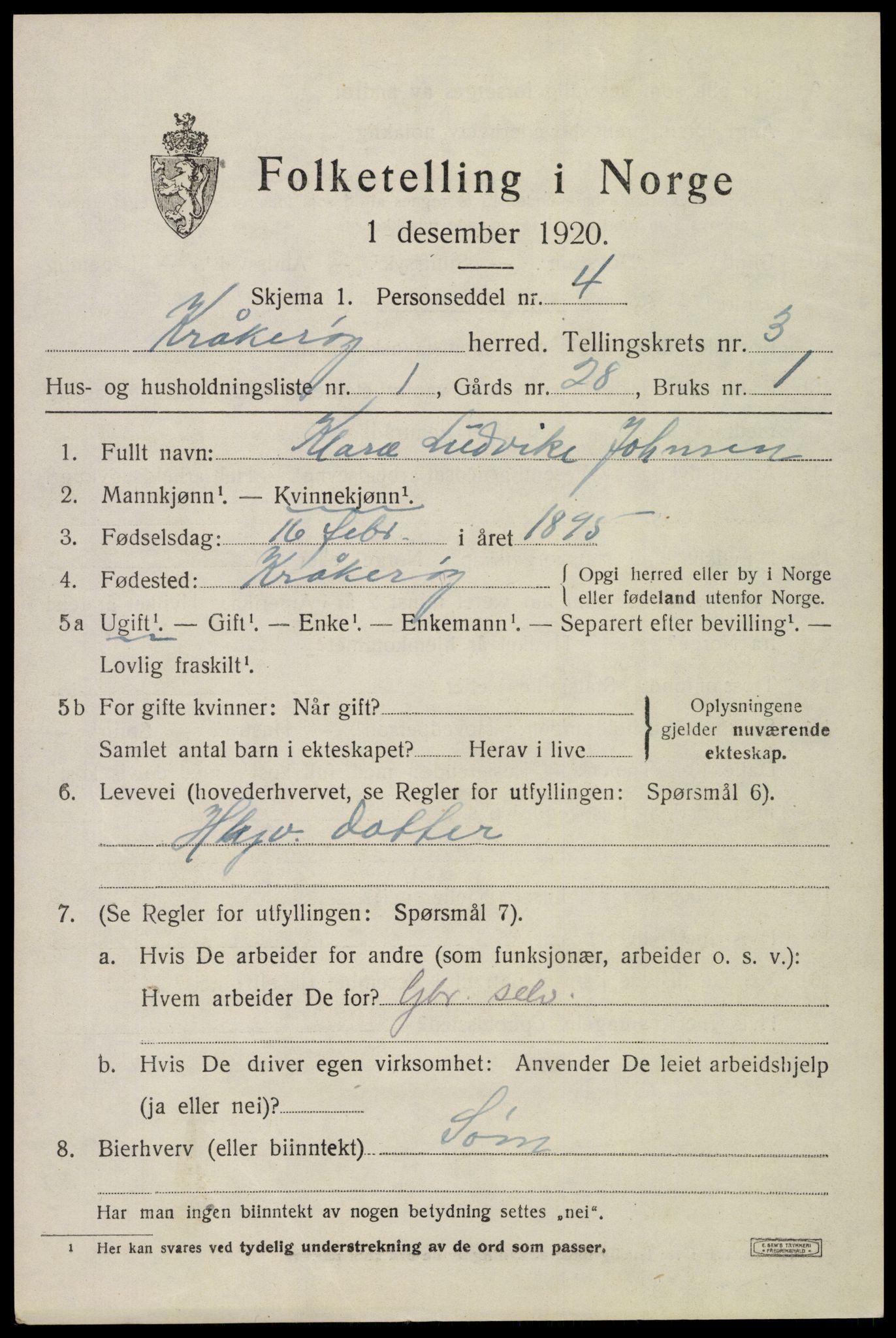 SAO, 1920 census for Kråkerøy, 1920, p. 4340