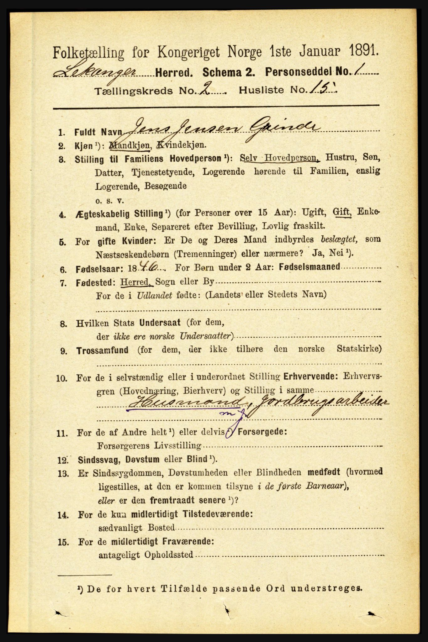 RA, 1891 census for 1419 Leikanger, 1891, p. 239