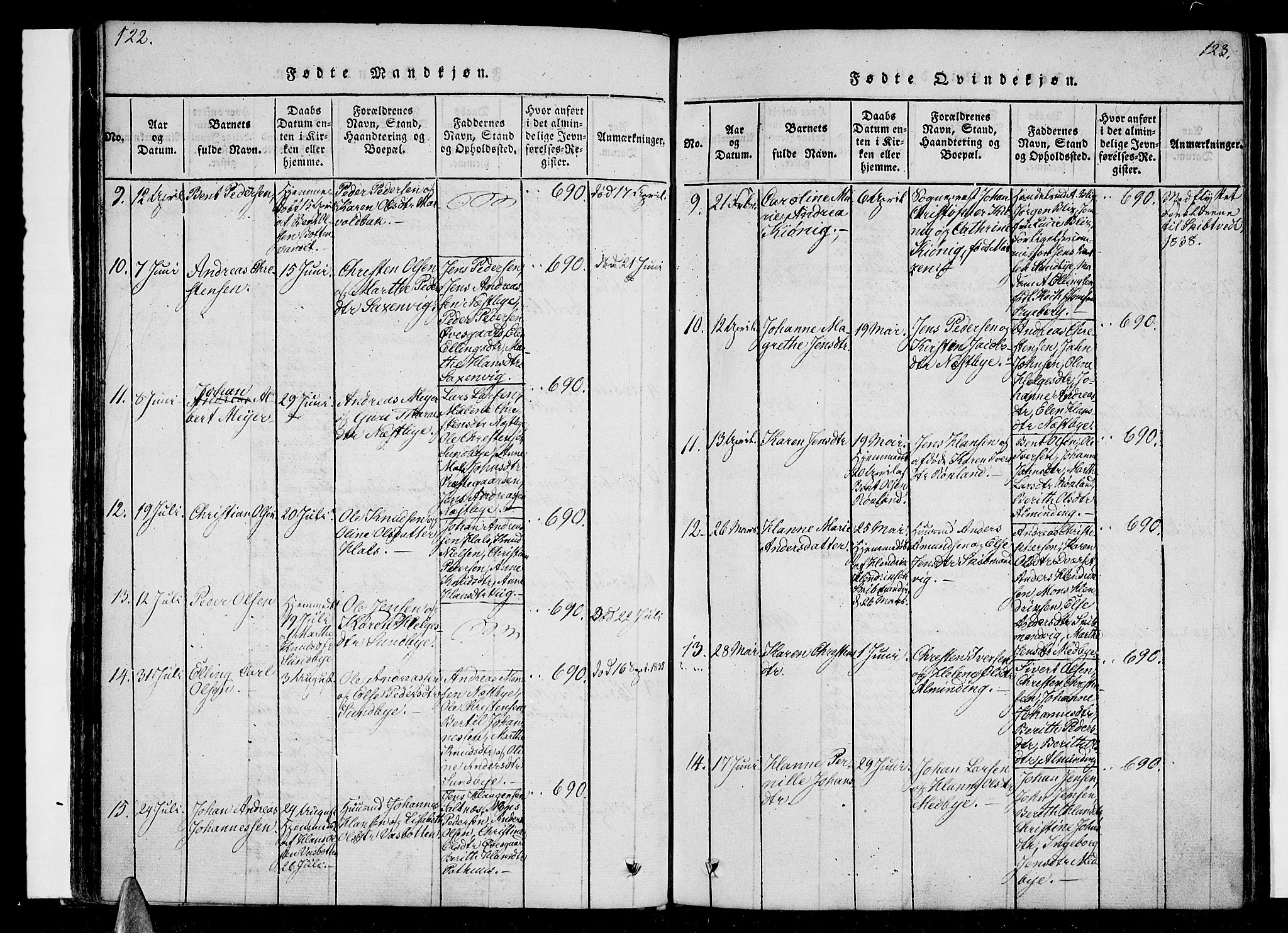 Ministerialprotokoller, klokkerbøker og fødselsregistre - Nordland, SAT/A-1459/847/L0665: Parish register (official) no. 847A05, 1818-1841, p. 122-123