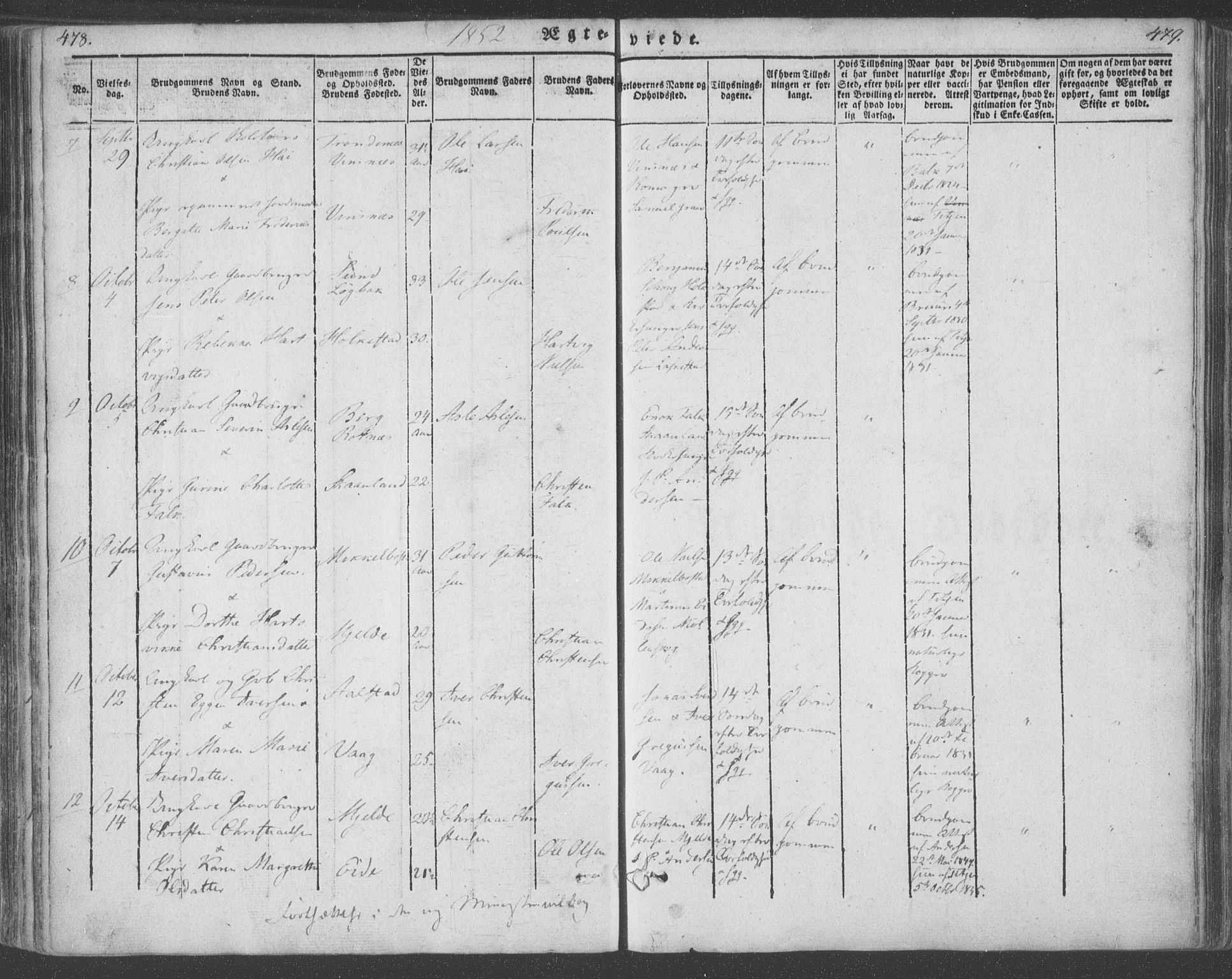 Ministerialprotokoller, klokkerbøker og fødselsregistre - Nordland, AV/SAT-A-1459/855/L0799: Parish register (official) no. 855A07, 1834-1852, p. 478-479