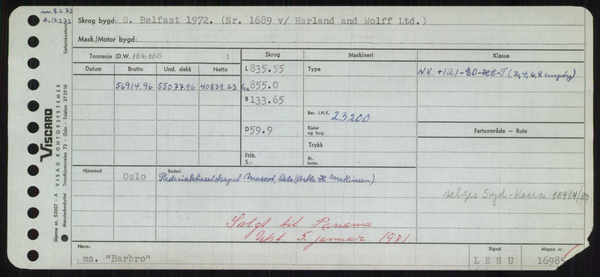 Sjøfartsdirektoratet med forløpere, Skipsmålingen, AV/RA-S-1627/H/Hd/L0003: Fartøy, B-Bev, p. 255