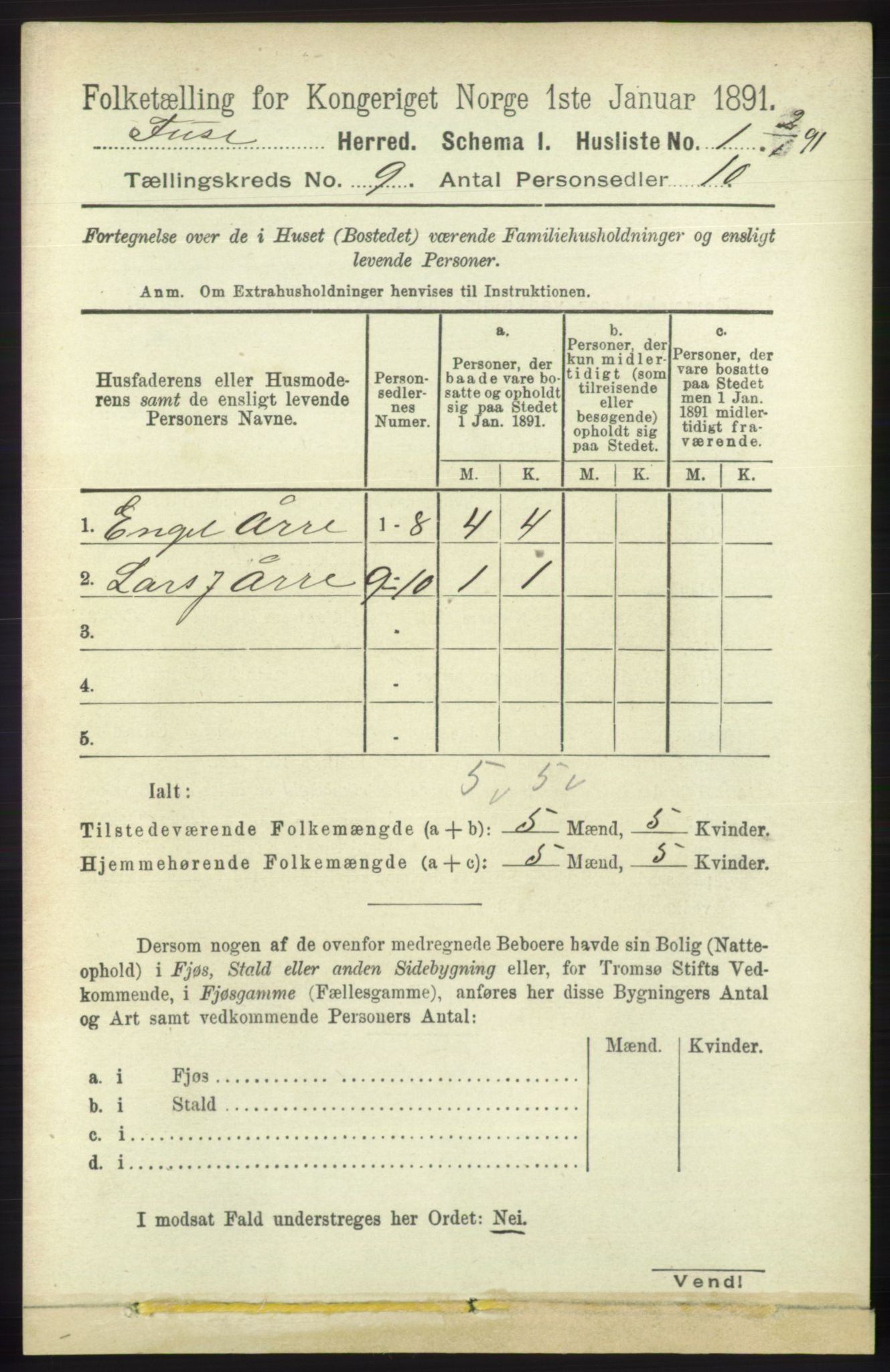 RA, 1891 census for 1241 Fusa, 1891, p. 1661