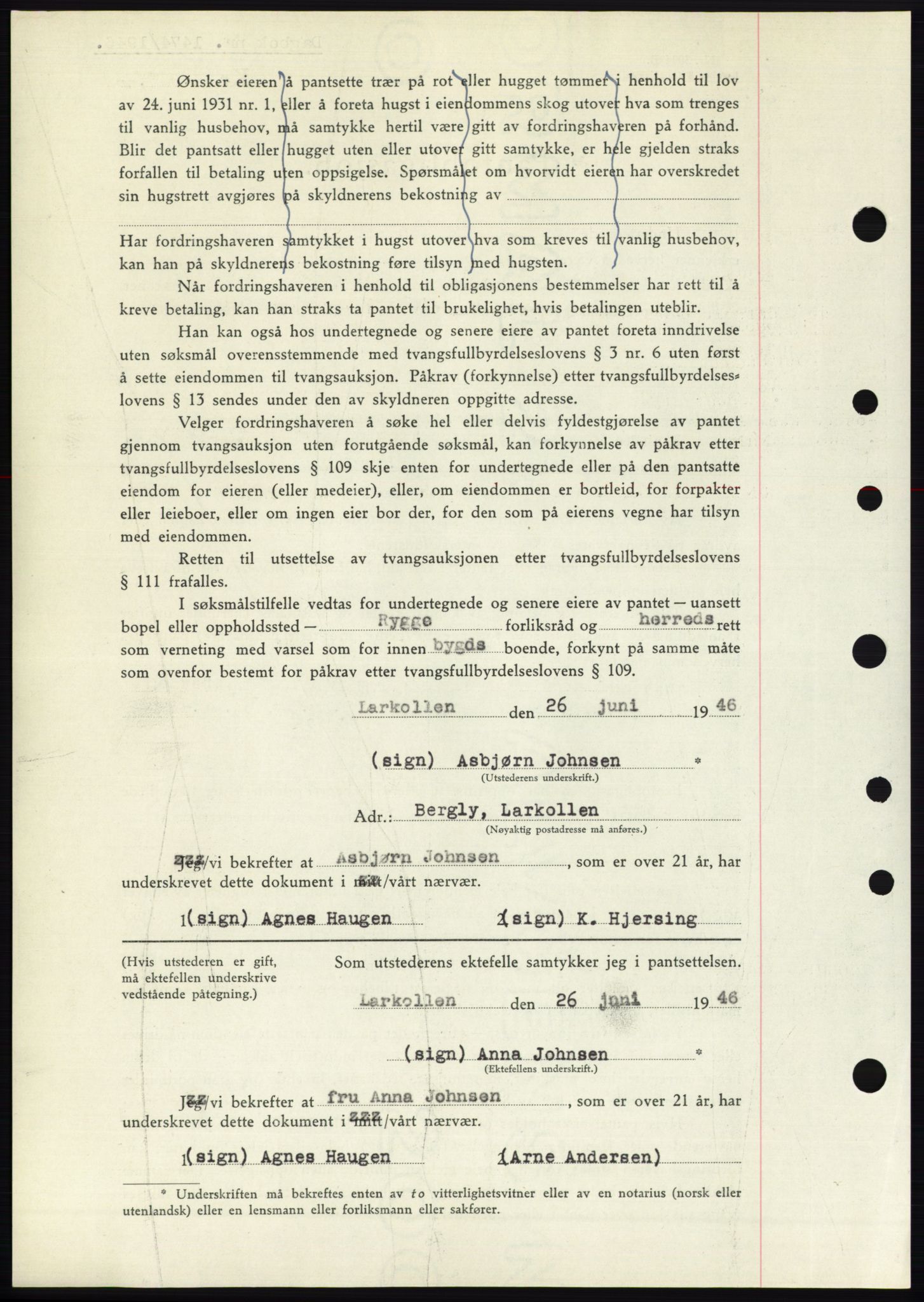 Moss sorenskriveri, SAO/A-10168: Mortgage book no. B15, 1946-1946, Diary no: : 1474/1946